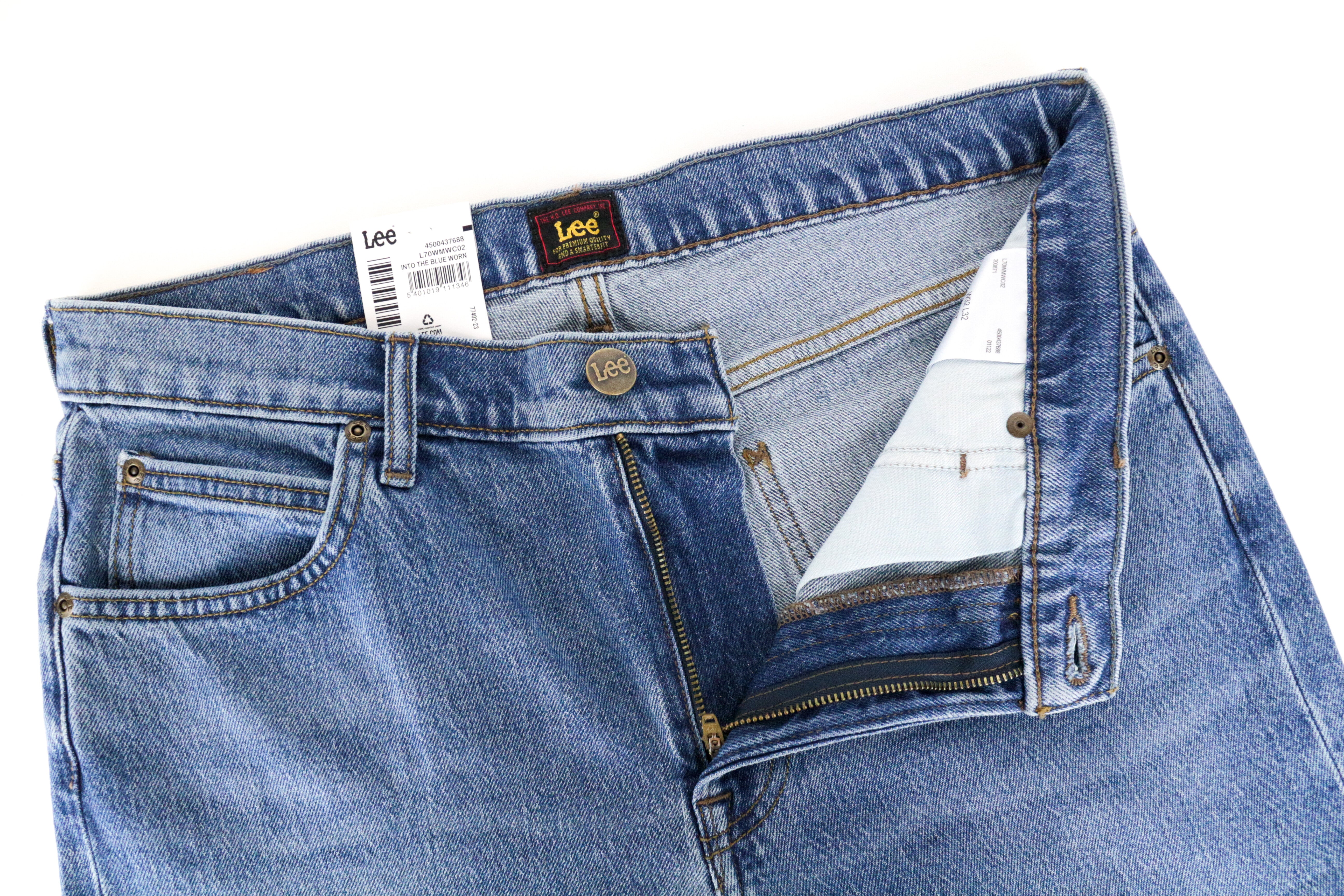 LEE West vyriški džinsai W32/L32 laisvalaikio kirpimo medvilniniai tamprūs šviesiai mėlyni džinsai 