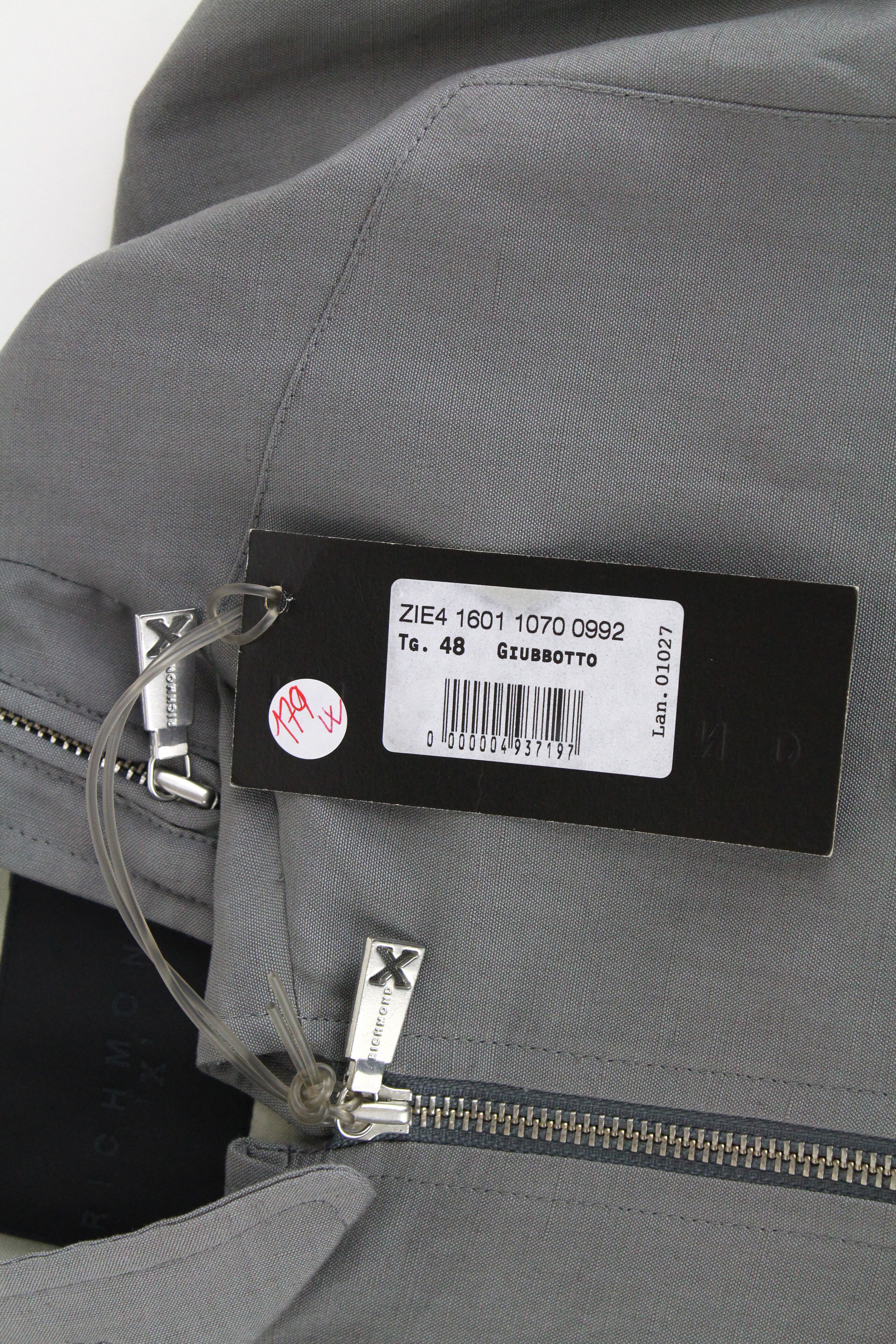 RICHMOND Men's Jacket 48 Grey Linen Blend Patched Long Sleeve Blazer