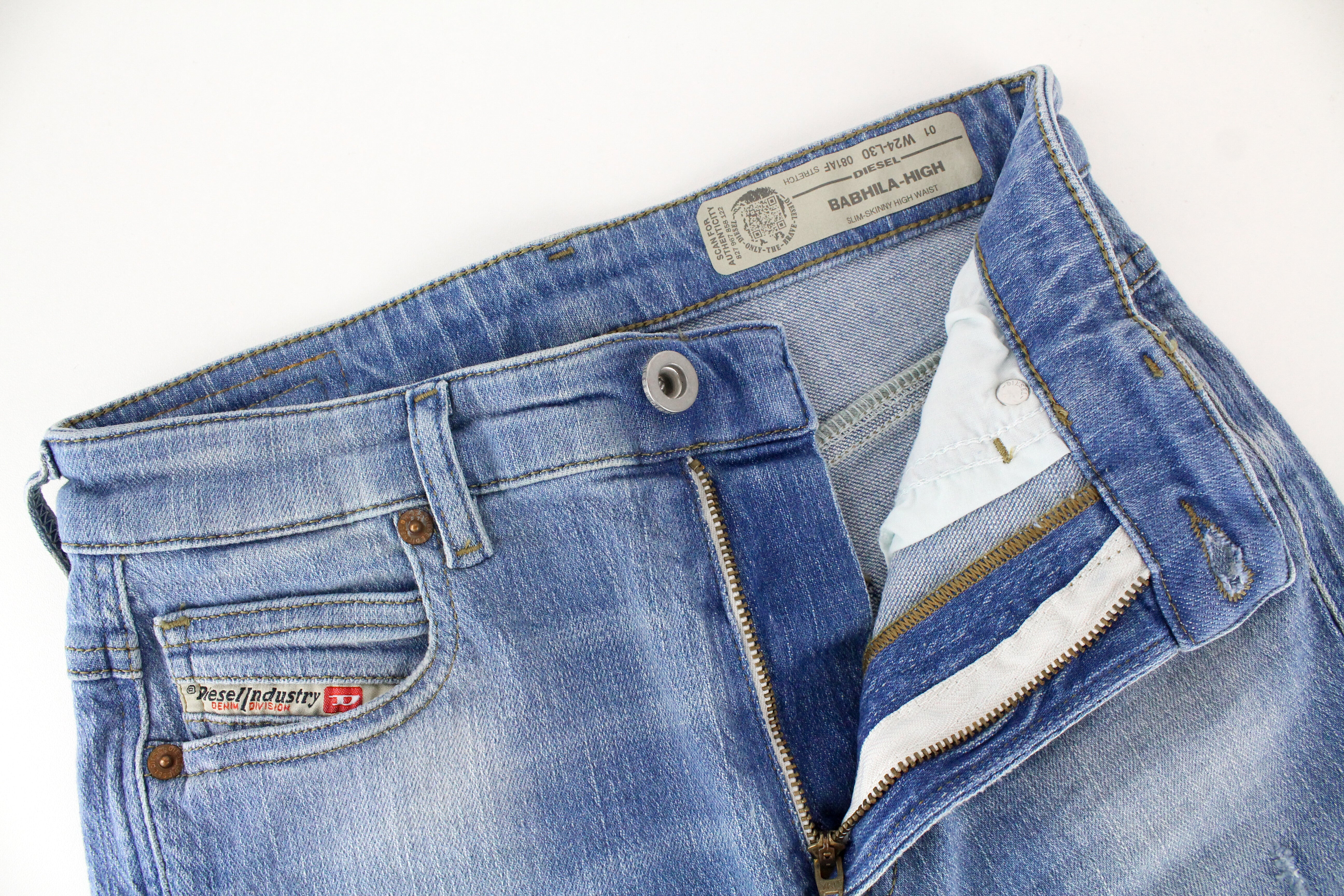 DIESEL Babhila-High 081AF moteriški džinsai W24/L30 Slim Skinny Stretch mėlyni 