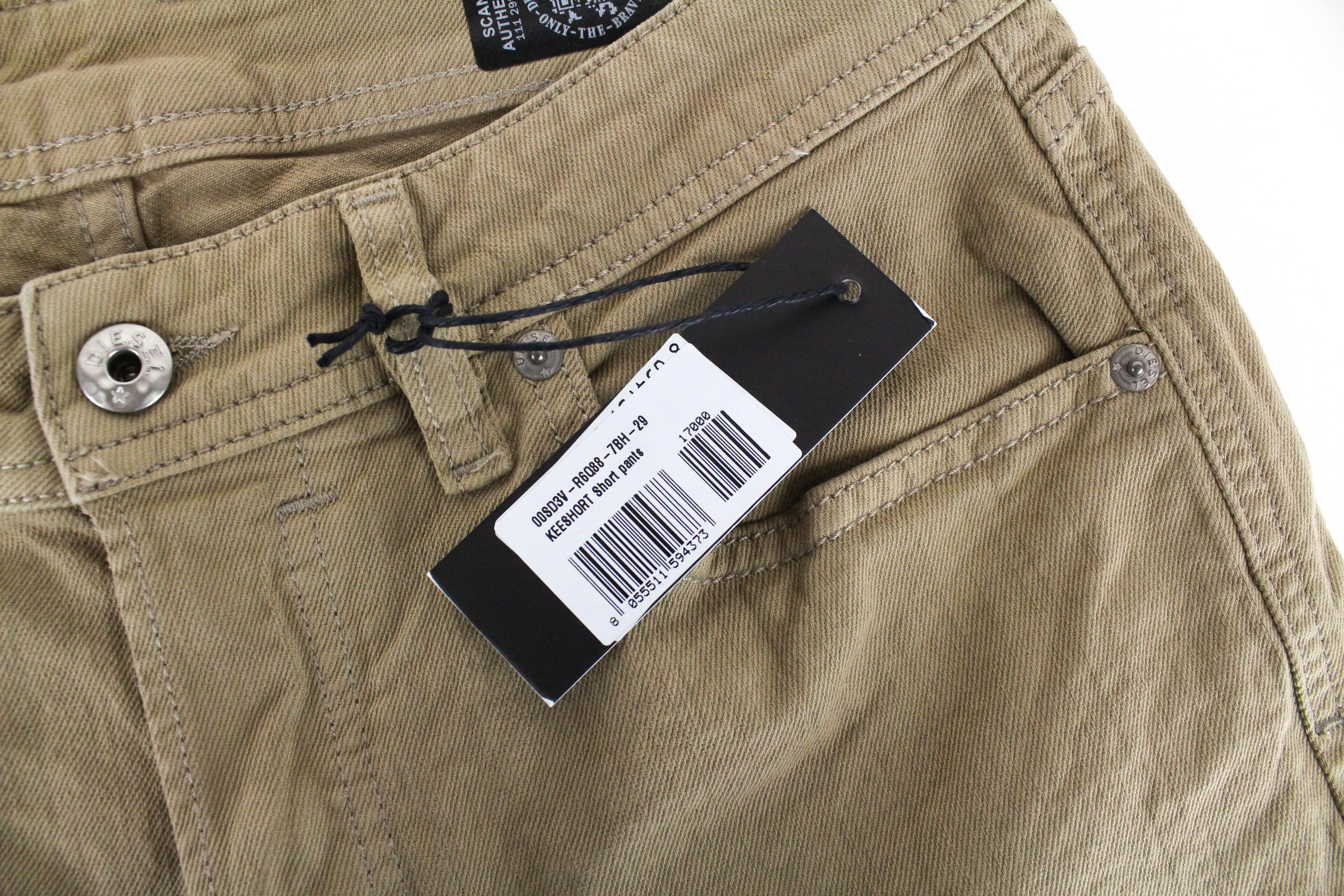 DIESEL Keeshort R6Q88 Men Shorts W29 Brown Cotton Stretch 5-Pockets Button Denim