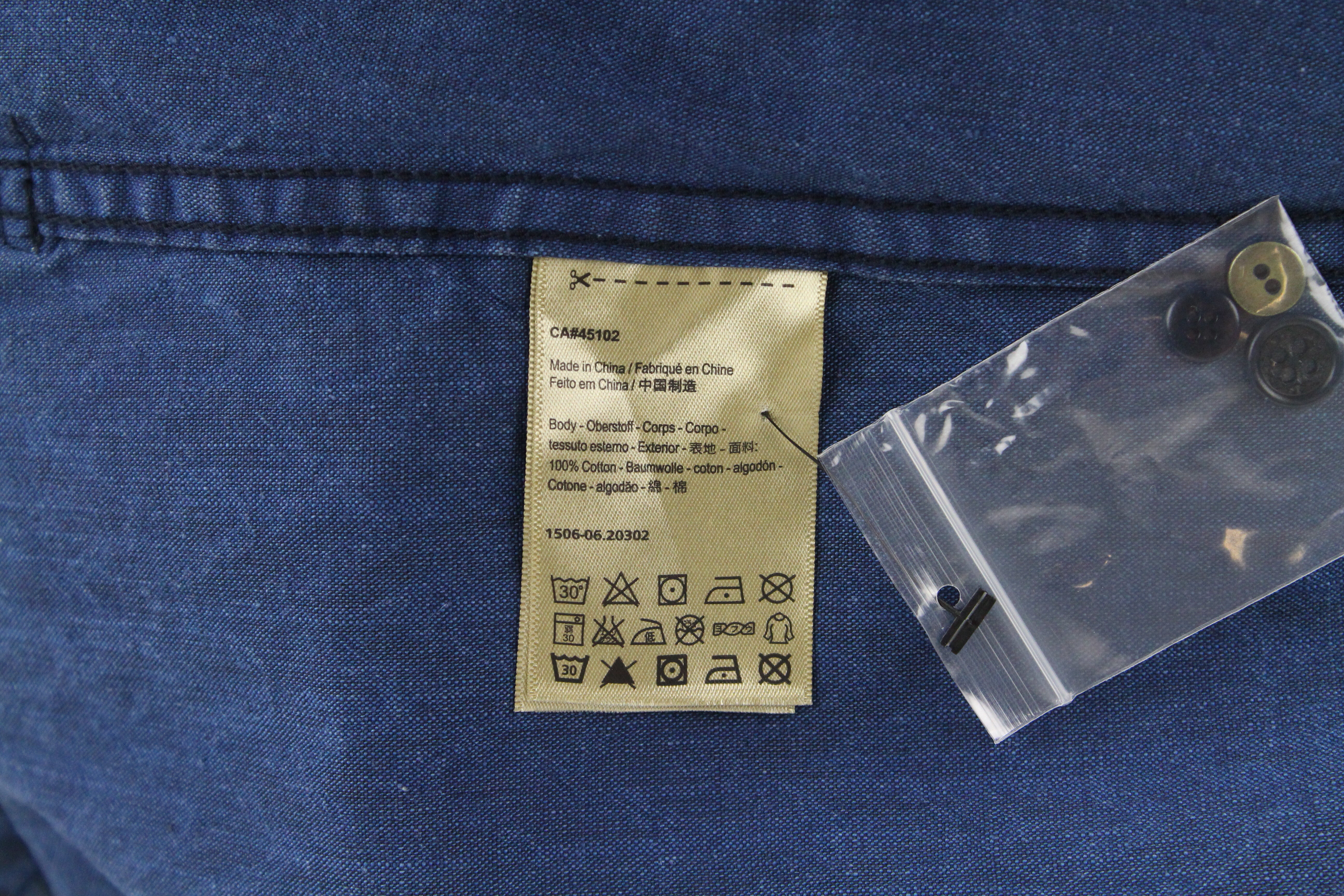 SCOTCH &amp; SODA Ams Blauw vyriški S raštais mėlyni džinsinio stiliaus medvilniniai marškiniai