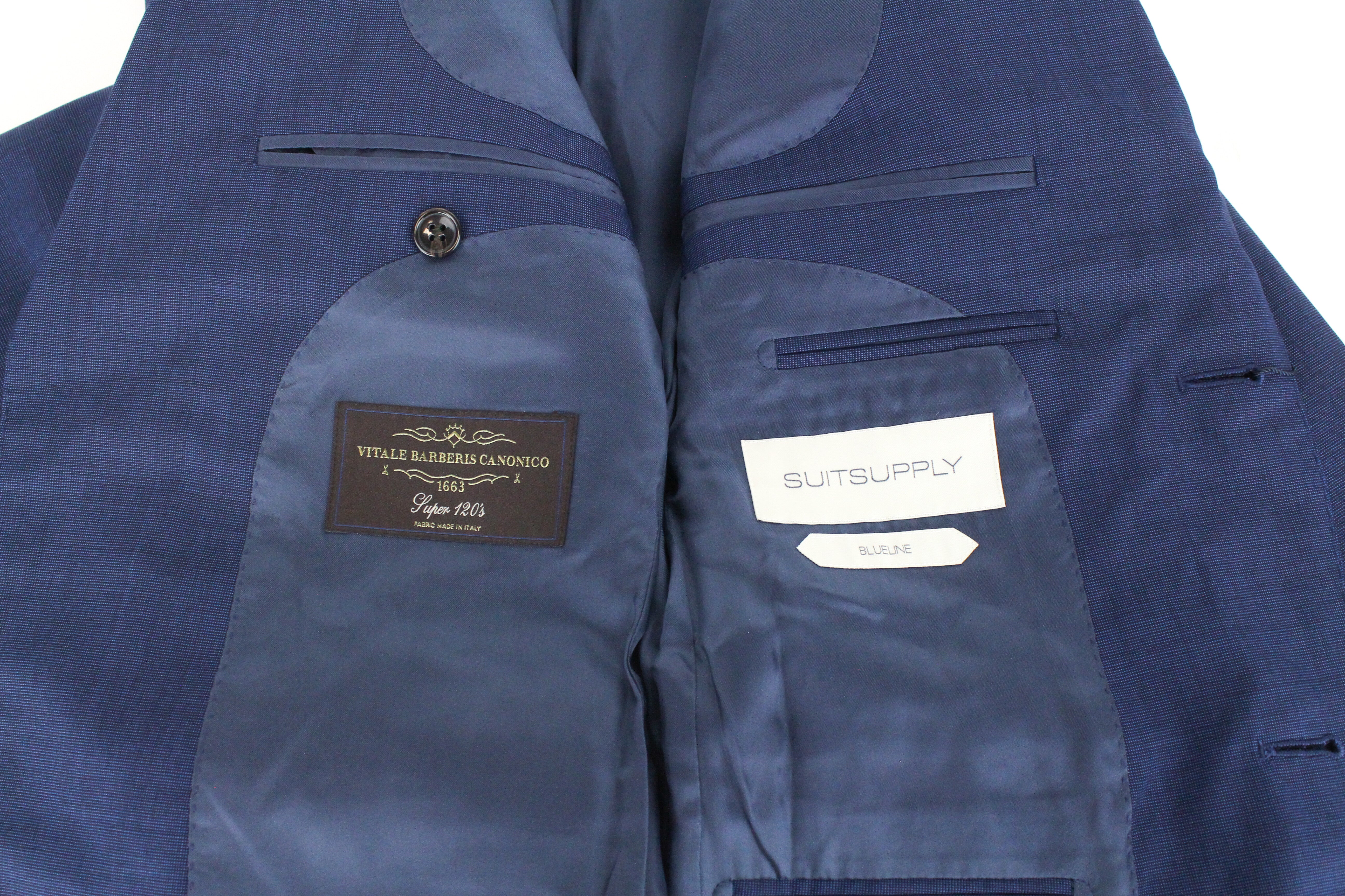 SUITSUPPLY Napoli vyriškas švarkas UK32R mėlynas S120s vilnos melanžas Blueline 