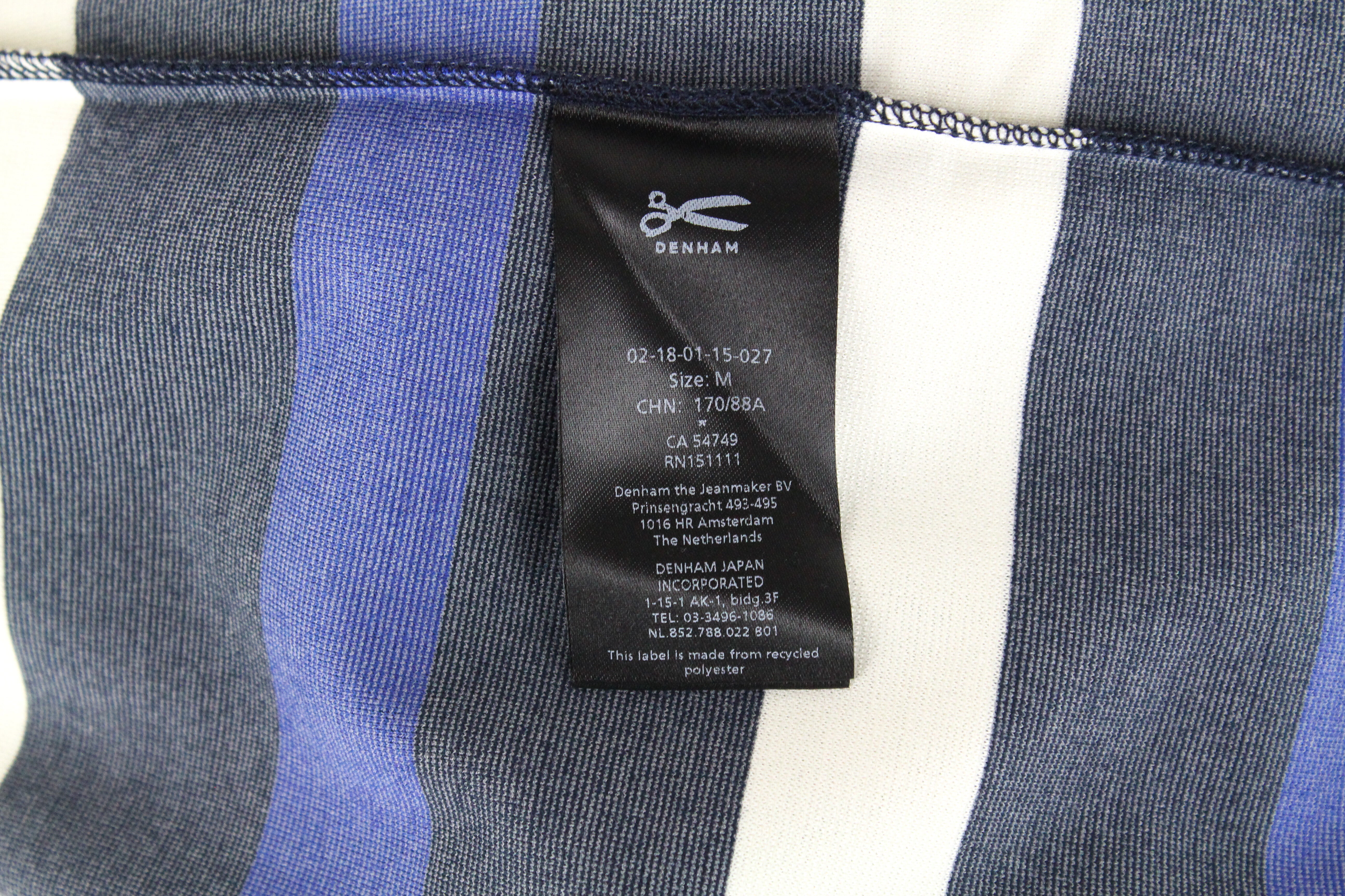 DENHAM Steal moteriška mėlyna raštuota megztinė suknelė virš kelių 