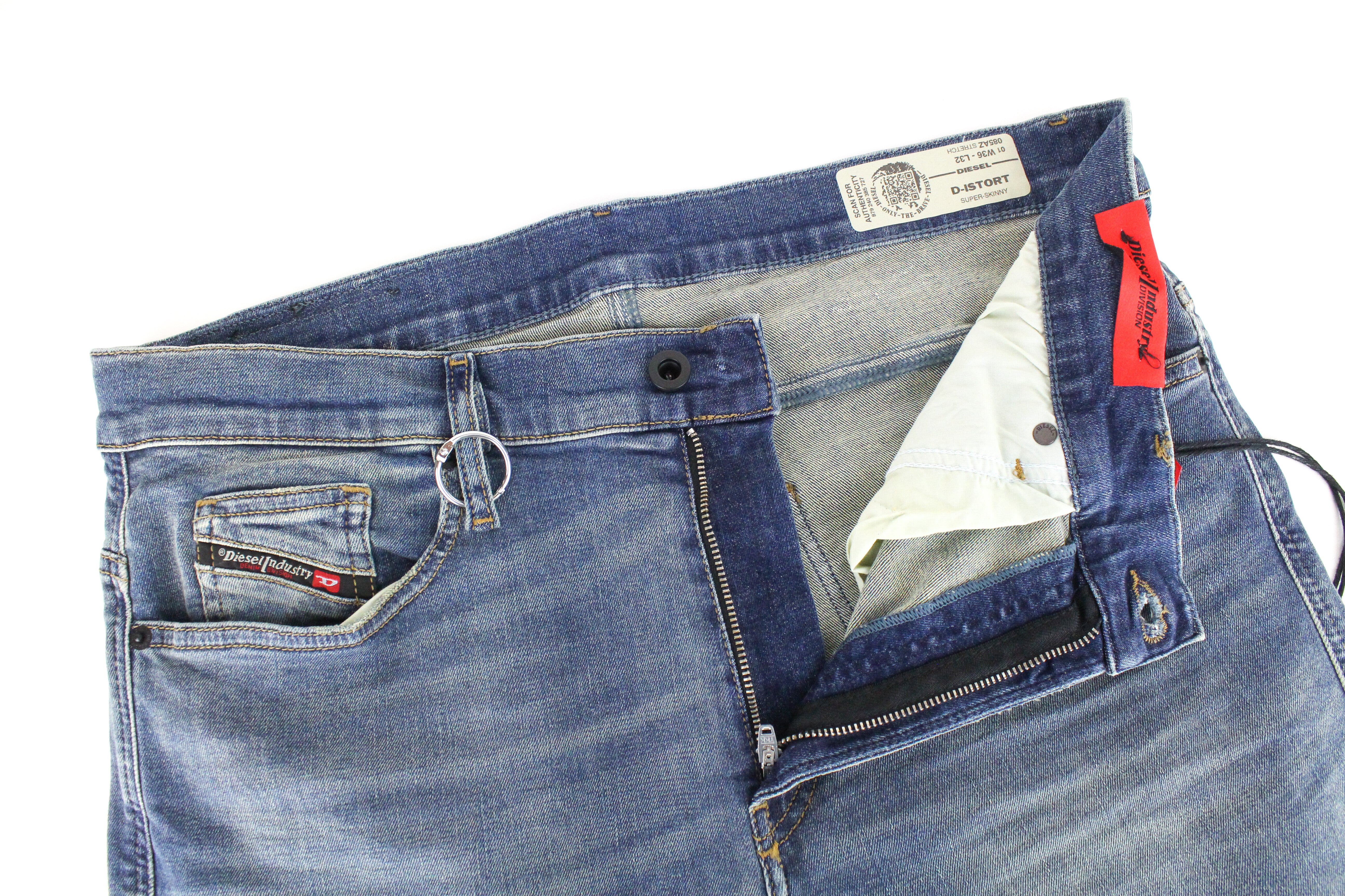 DIESEL D-Istort 085AZ vyriški džinsai W36/L32 itin aptempti, mėlyni, tamprūs, 5 kišenės 