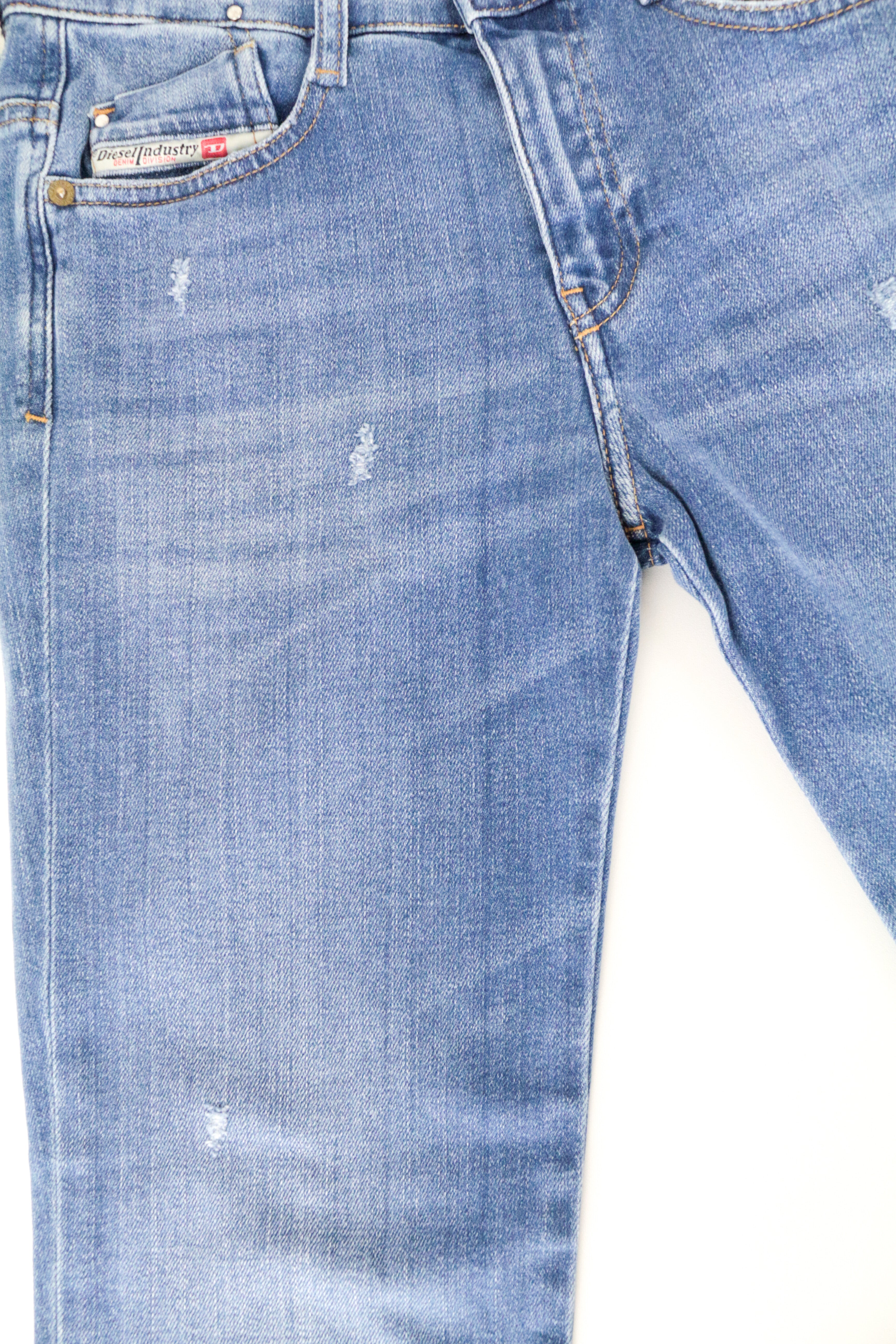 DIESEL D-Rifty 083AX moteriški džinsai W25/L32 žemo kirpimo, mėlyni, tamprūs medvilniniai džinsai 