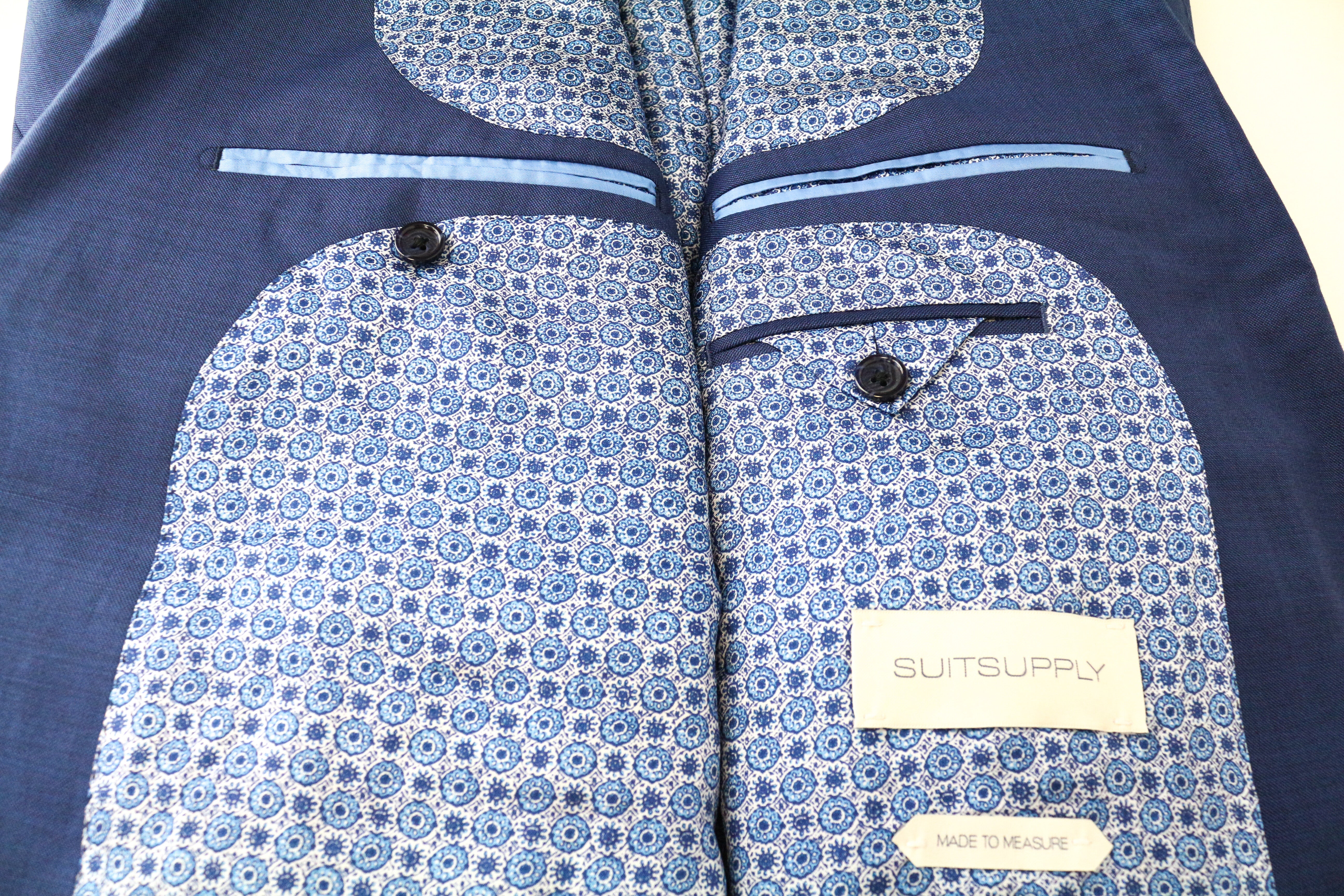 SUITSUPPLY Lazio UK52S Men's Blazer Blue Wool Lined Formal Buttoned