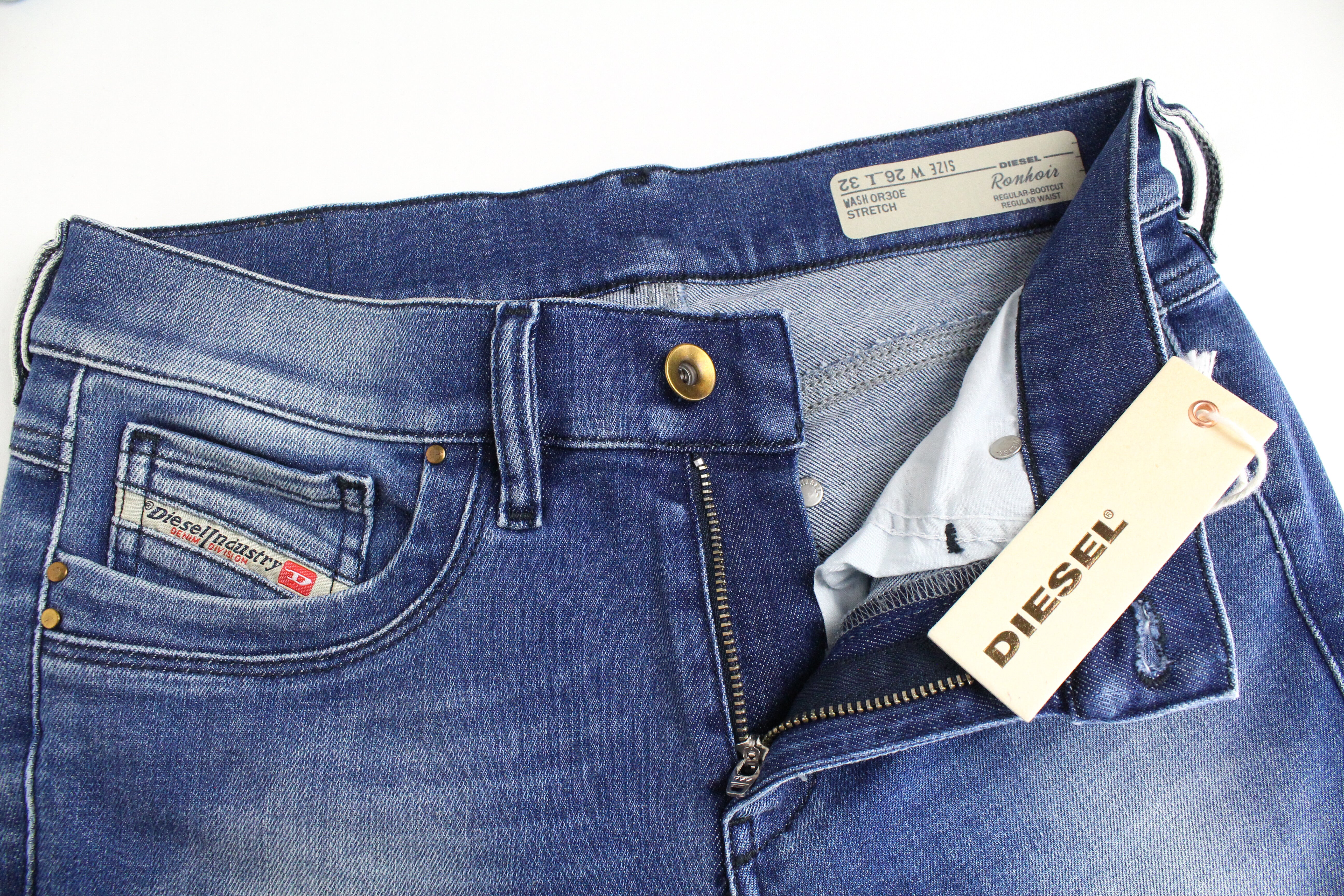 DIESEL Ronhoir 0R30E Women's Jeans W26/L32 Bootcut Wash Stretch Blue