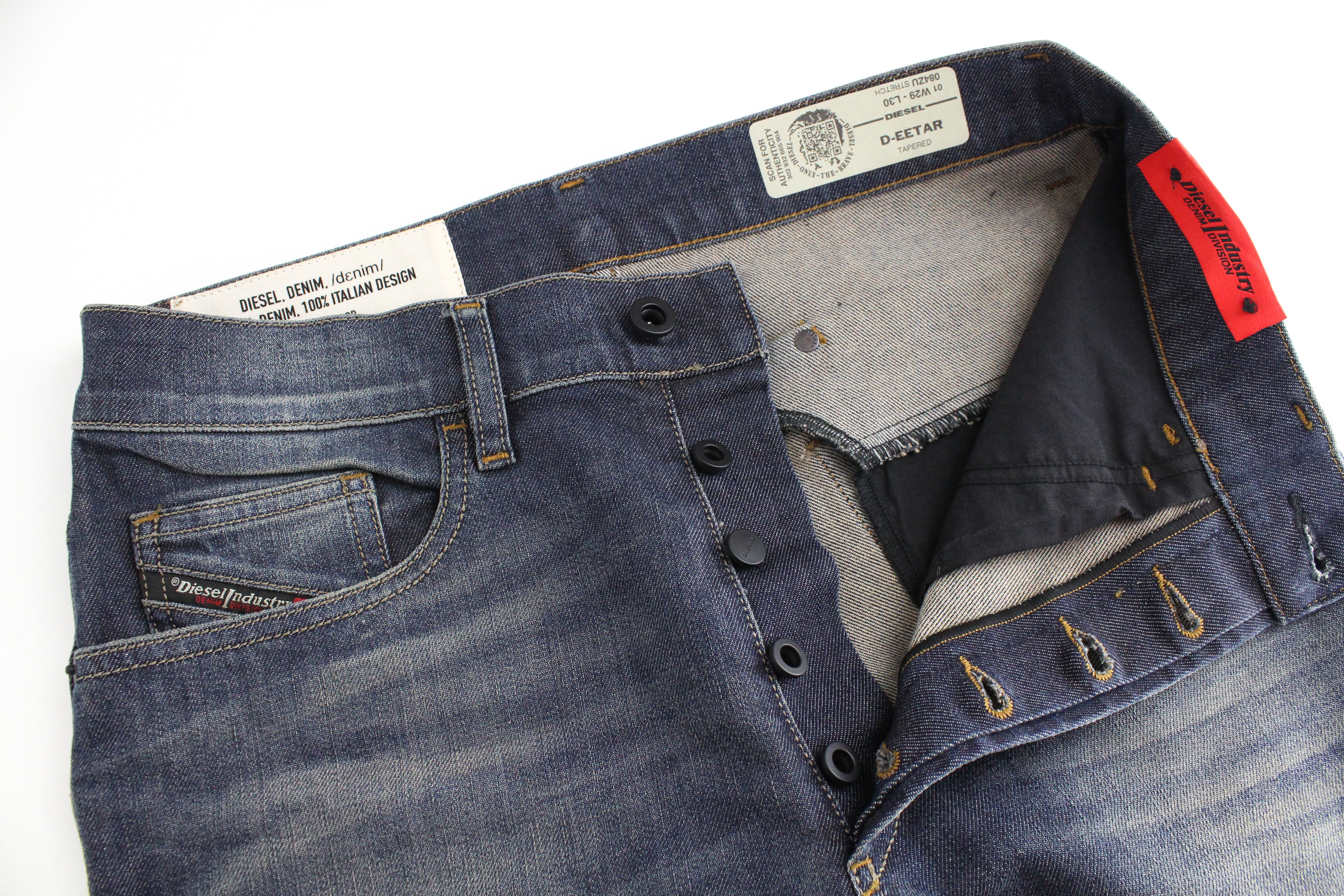 DIESEL D-Eetar 084ZU Men's Jeans W29/L30 Tapered Blue Stretch Wash