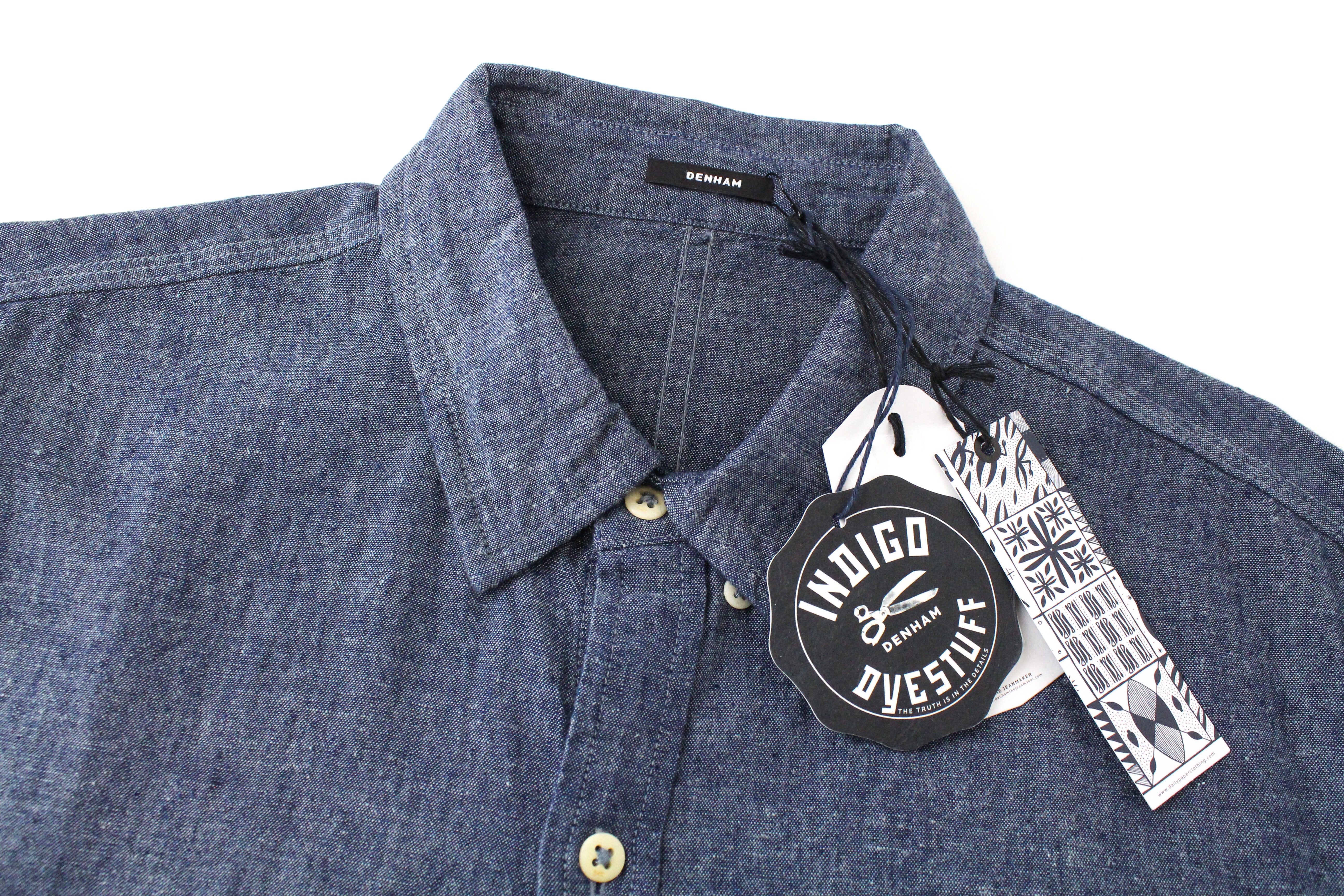DENHAM Hga Mens Indigo Blue L Shirt Cotton  Printed  Look