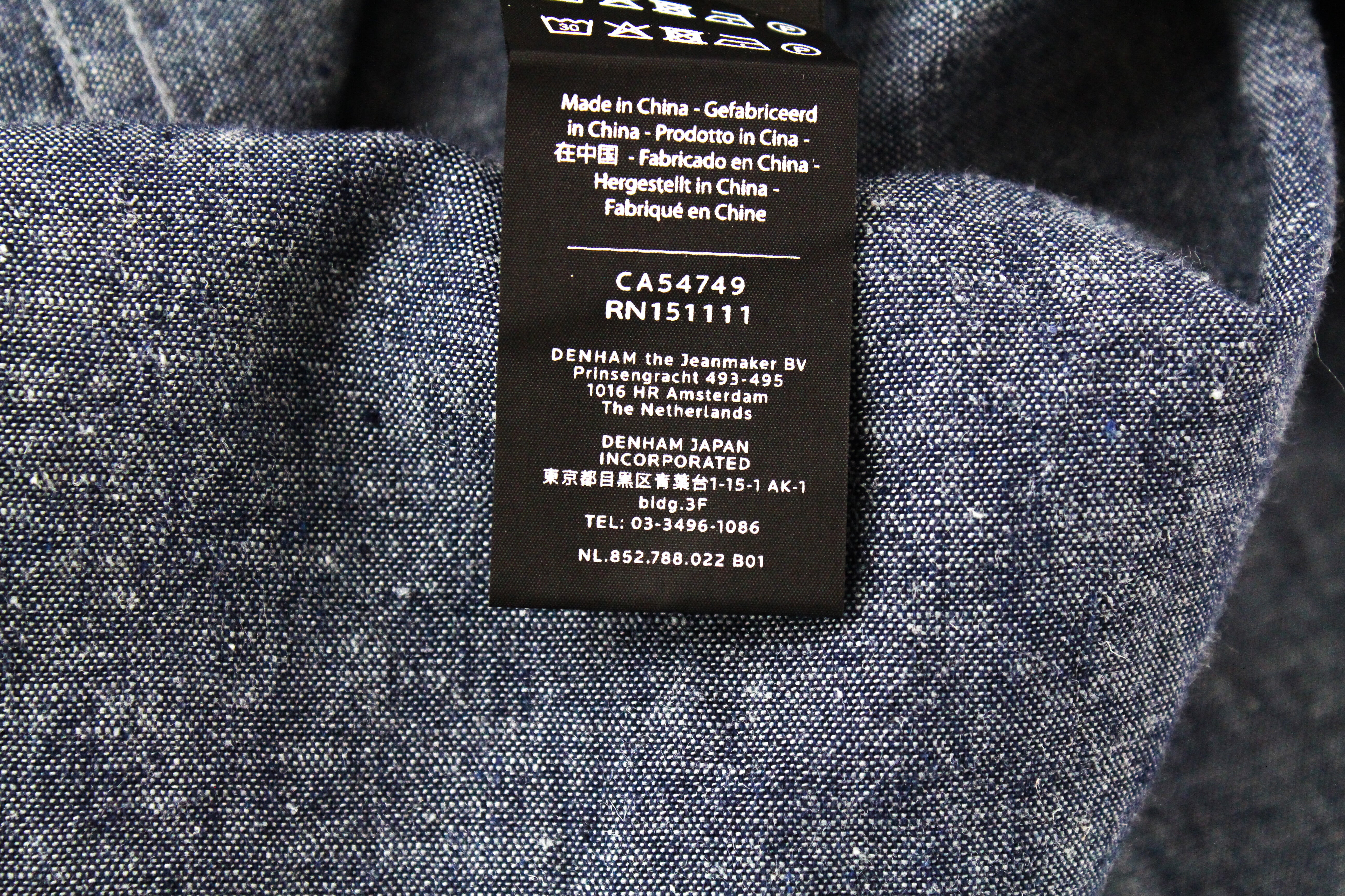 DENHAM Hga Mens Indigo Blue L Shirt Cotton  Printed  Look