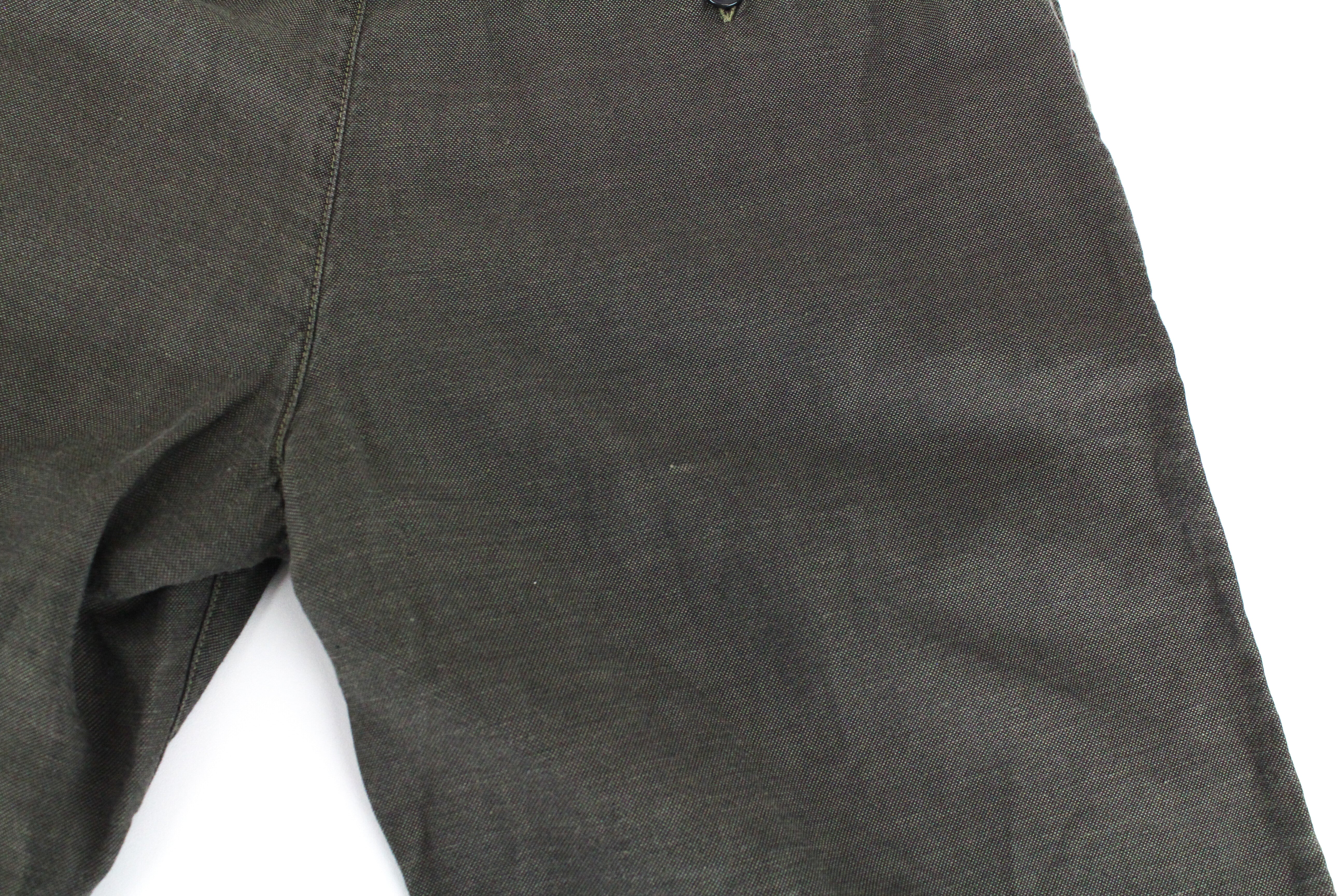 RICHMOND Men's Shorts 48 Green Cotton Linen Summer Casual Flat Front Shorts