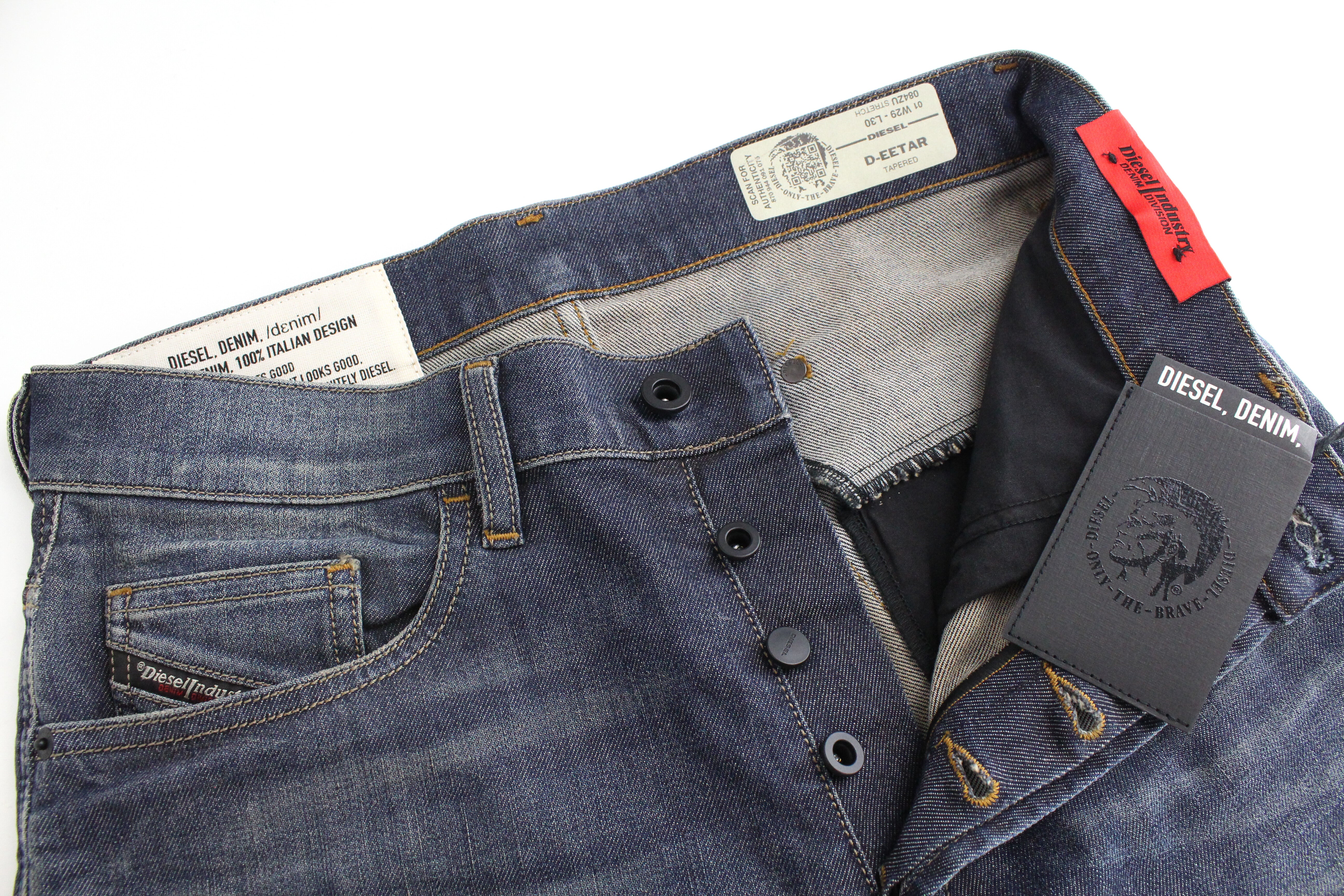DIESEL D-Eetar 084ZU vyriški džinsai W29/L30 siaurėjantys, mėlyni, tamprūs, skalbti 