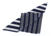 SUITSUPPLY Men Handkerchief 33 x 33 cm Blue Grey Striped Wool Silk Lightweight