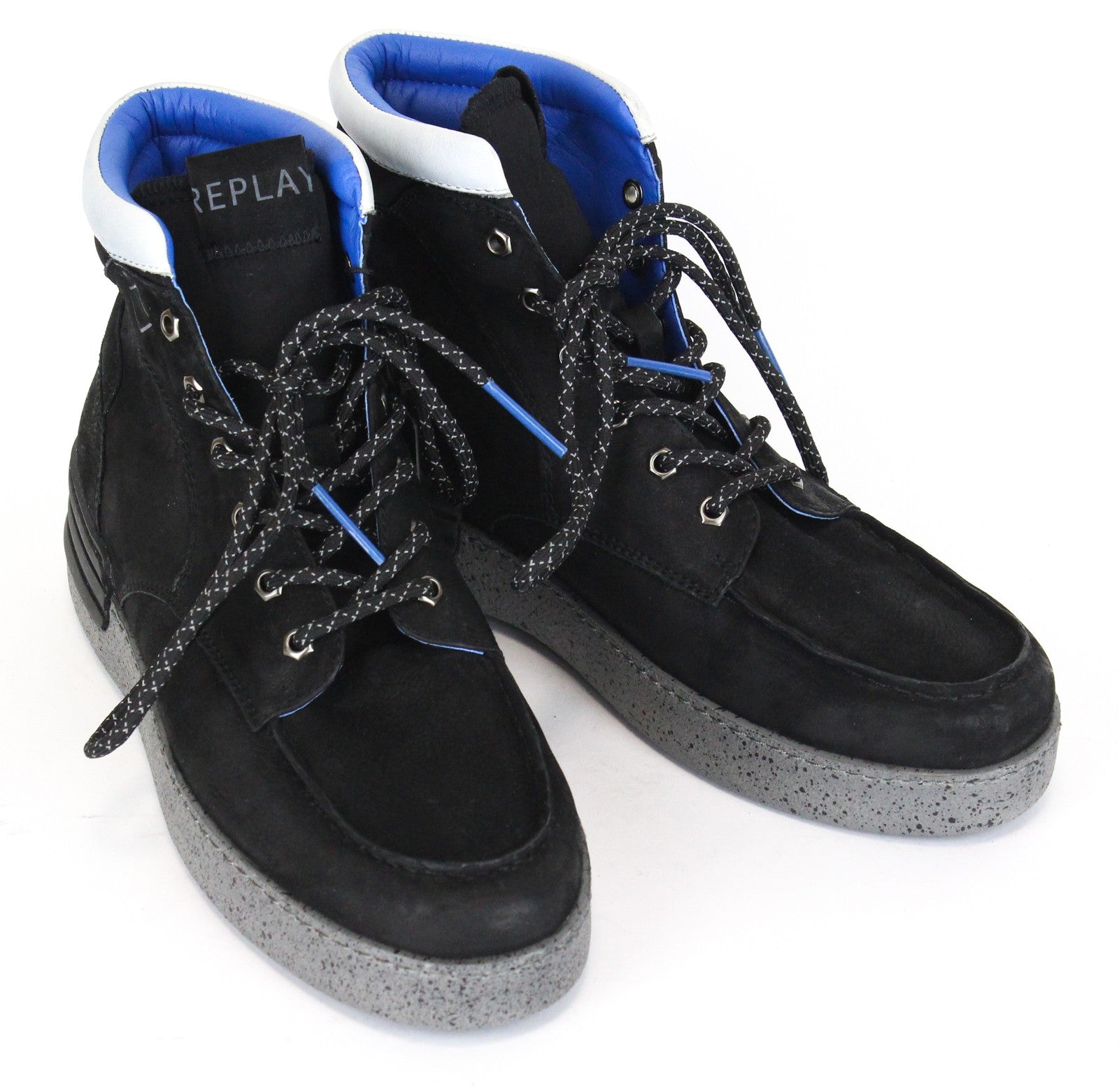 REPLAY Men Casual Shoes EU42 Black Grey Laced High-Top Boots RRP160