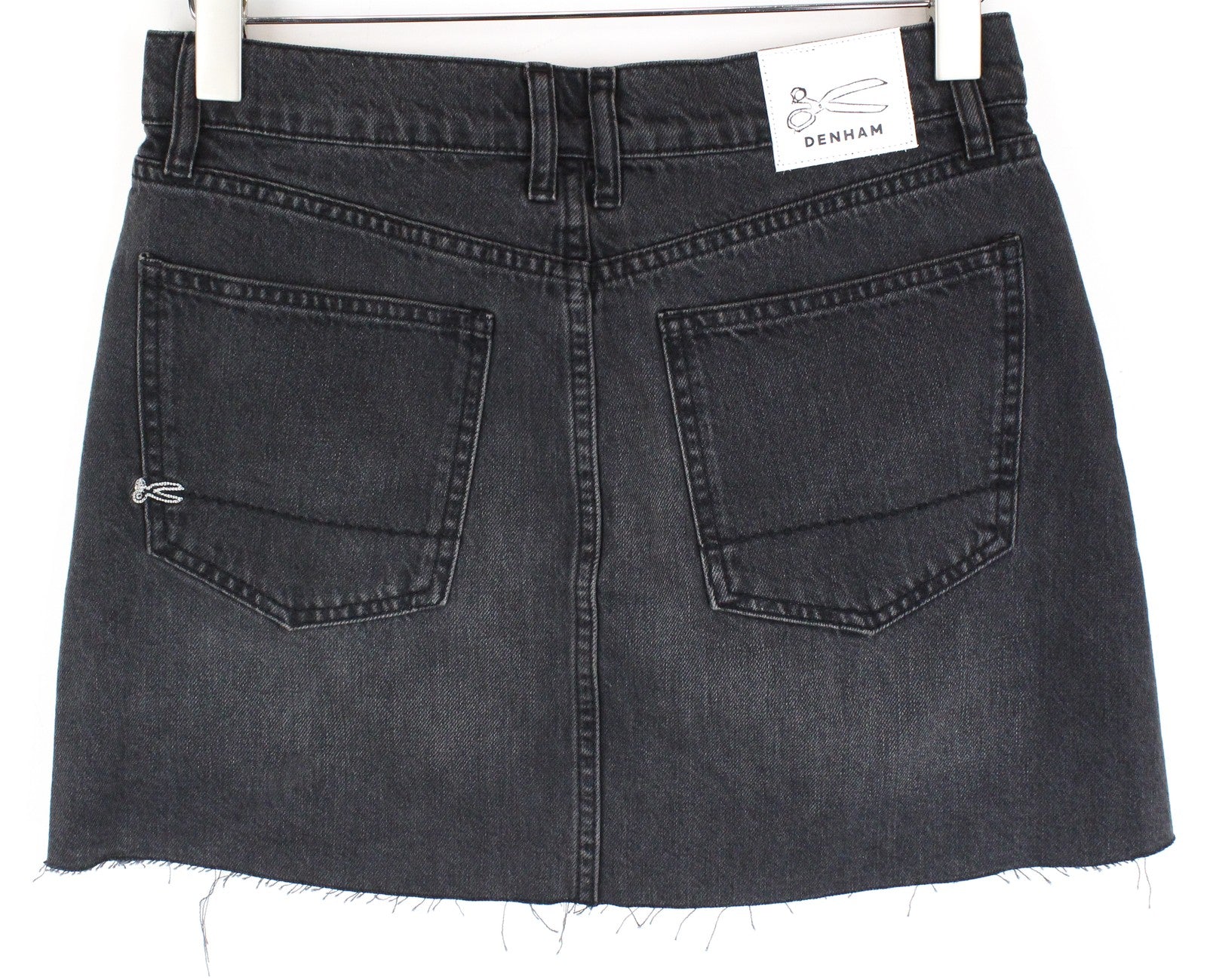 DENHAM Pearl Women Skirt W26 Black Pure Cotton Washed Denim Short 5-Pocket
