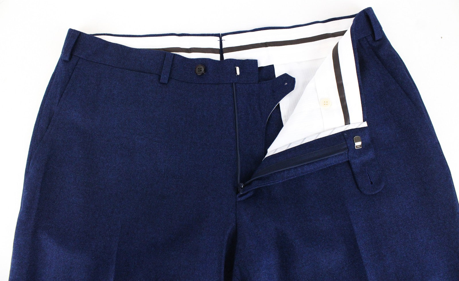 SUITSUPPLY Brescia Men Trousers UK44R Formal Pleated Front Lined Blue Pure Wool