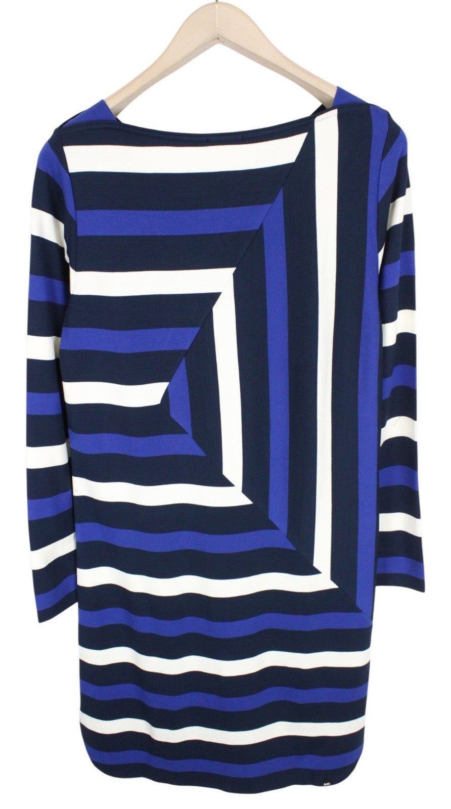 DENHAM Steal Women Dress M Blue Patterned Long Sleeve Pull On Over Knee Stretch