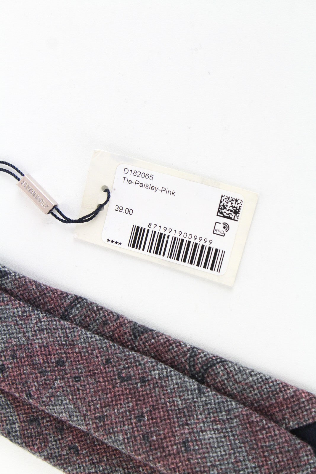 SUITSUPPLY Men Tie 150 x 8 cm Virgin Wool Silk Paisley Pink Print Pointed-Ended