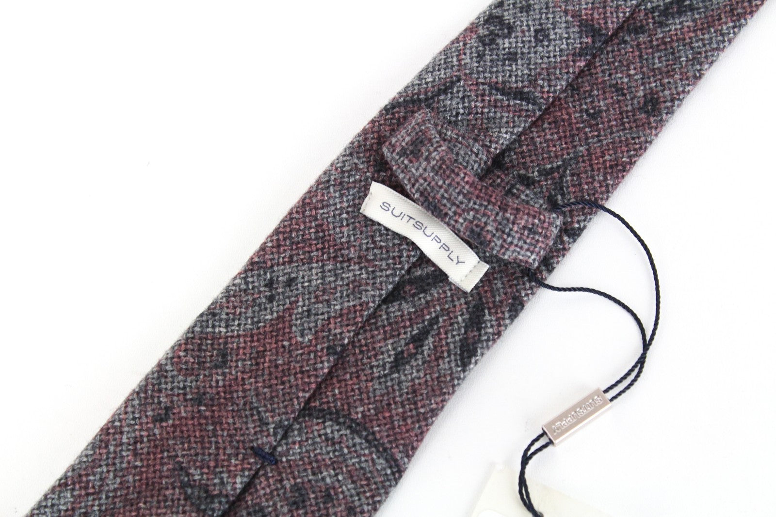 SUITSUPPLY Men Tie 150 x 8 cm Virgin Wool Silk Paisley Pink Print Pointed-Ended