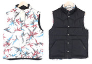 SCOTCH & SODA Men Vest L Puffer Snap Buttons Reversible Leaf Pattern Short