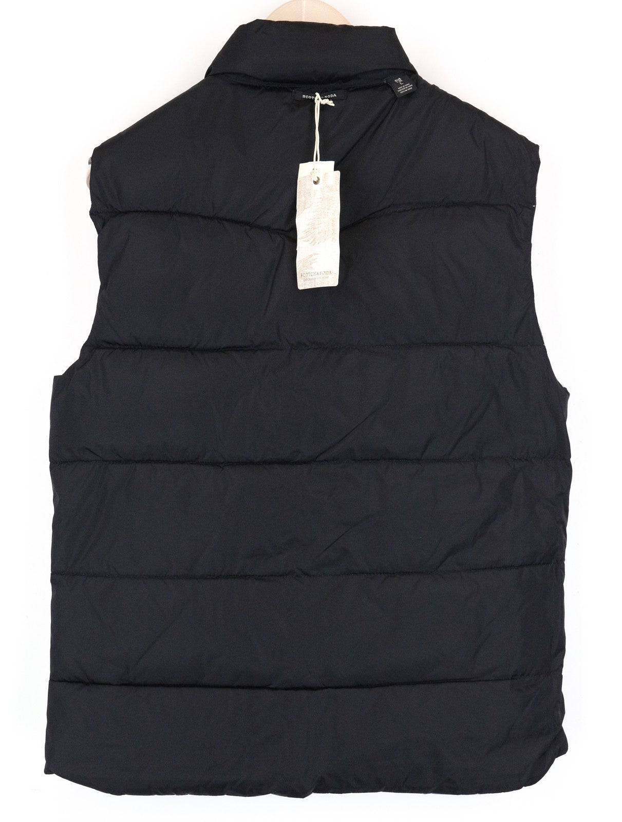 SCOTCH & SODA Men Vest L Puffer Snap Buttons Reversible Leaf Pattern Short