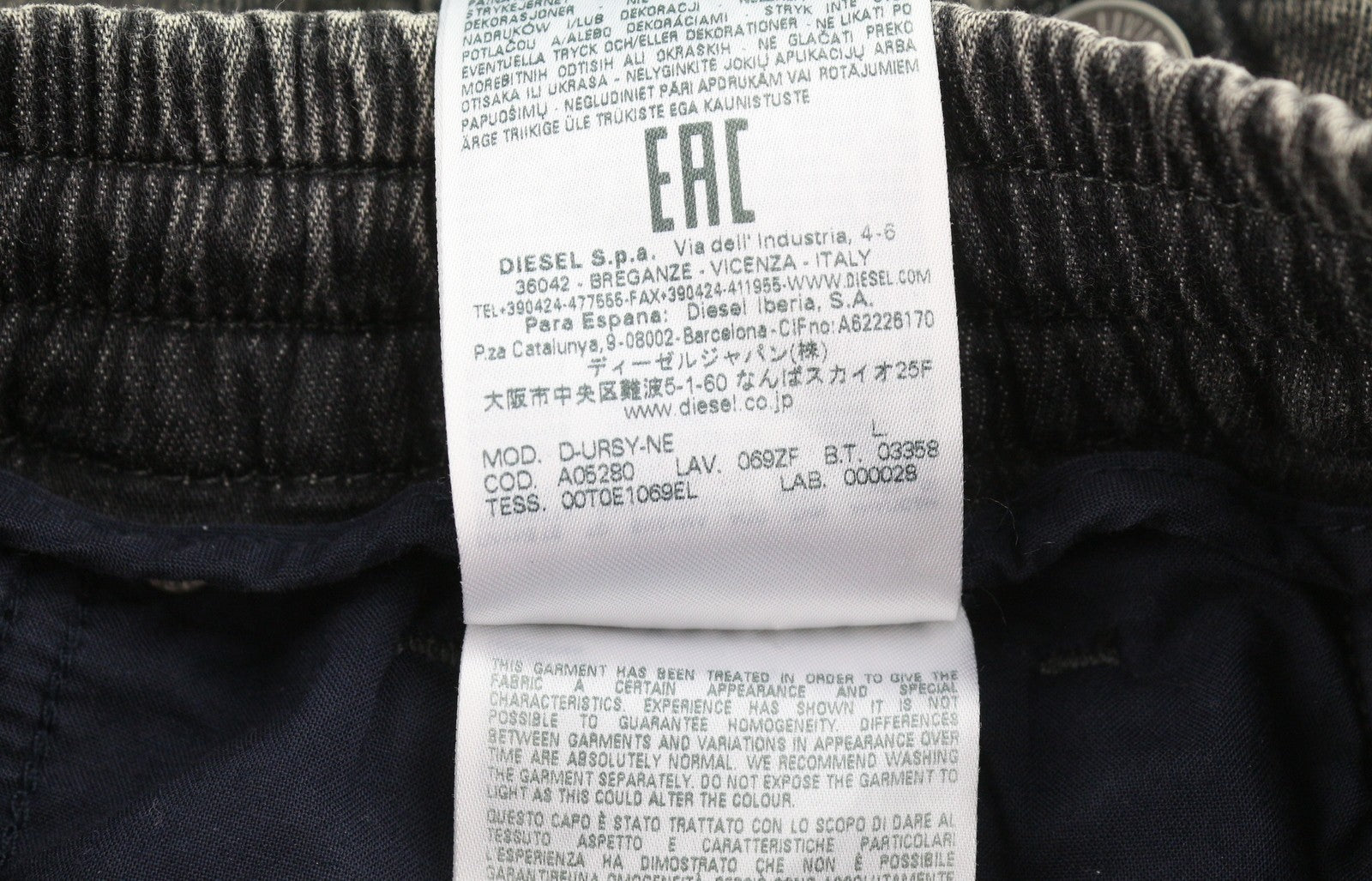 DIESEL D-Ursy-Ne 069ZF Women Jeans W25 Dark Grey Faded Cargo Denim RRP295