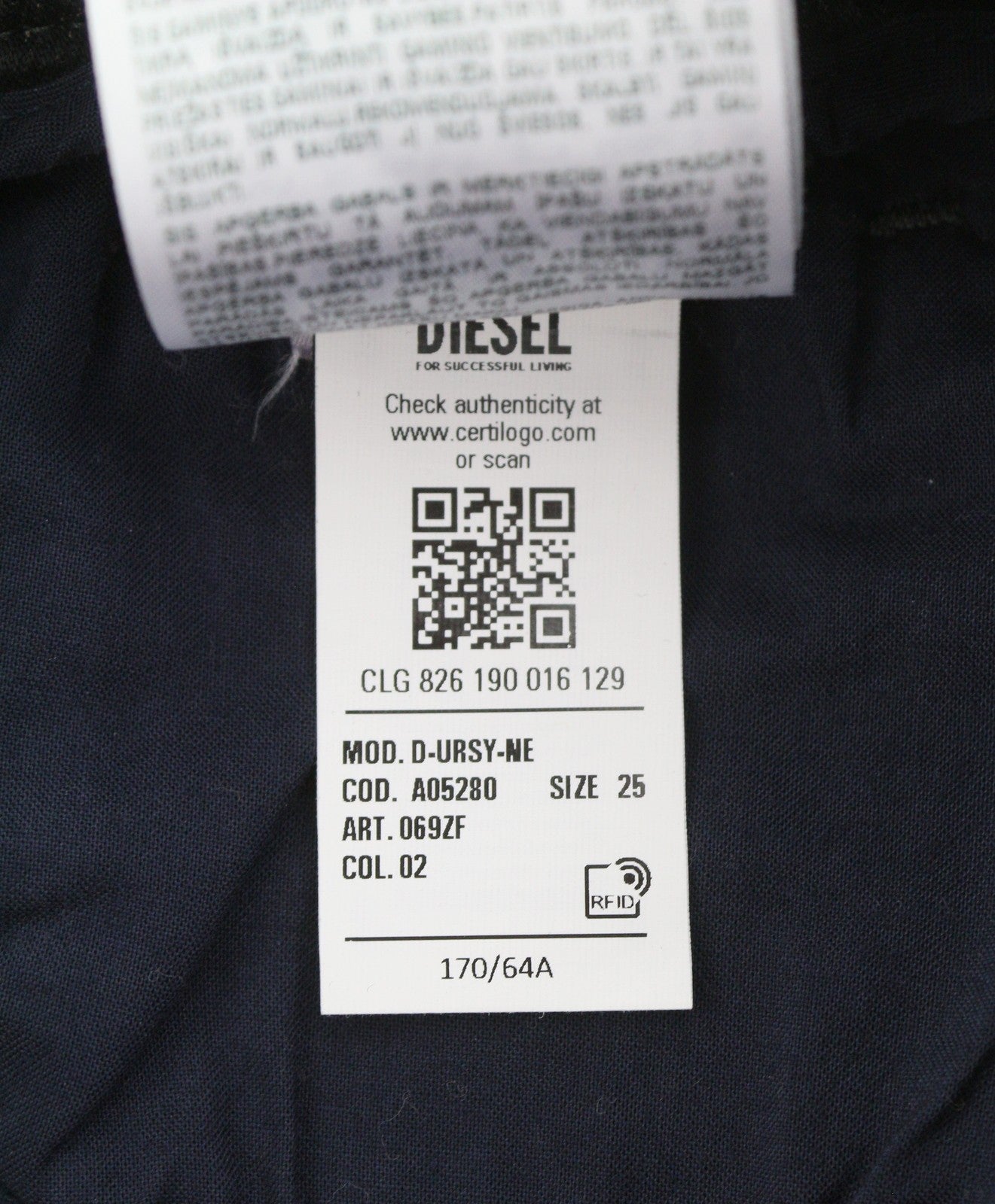 DIESEL D-Ursy-Ne 069ZF Women Jeans W25 Dark Grey Faded Cargo Denim RRP295
