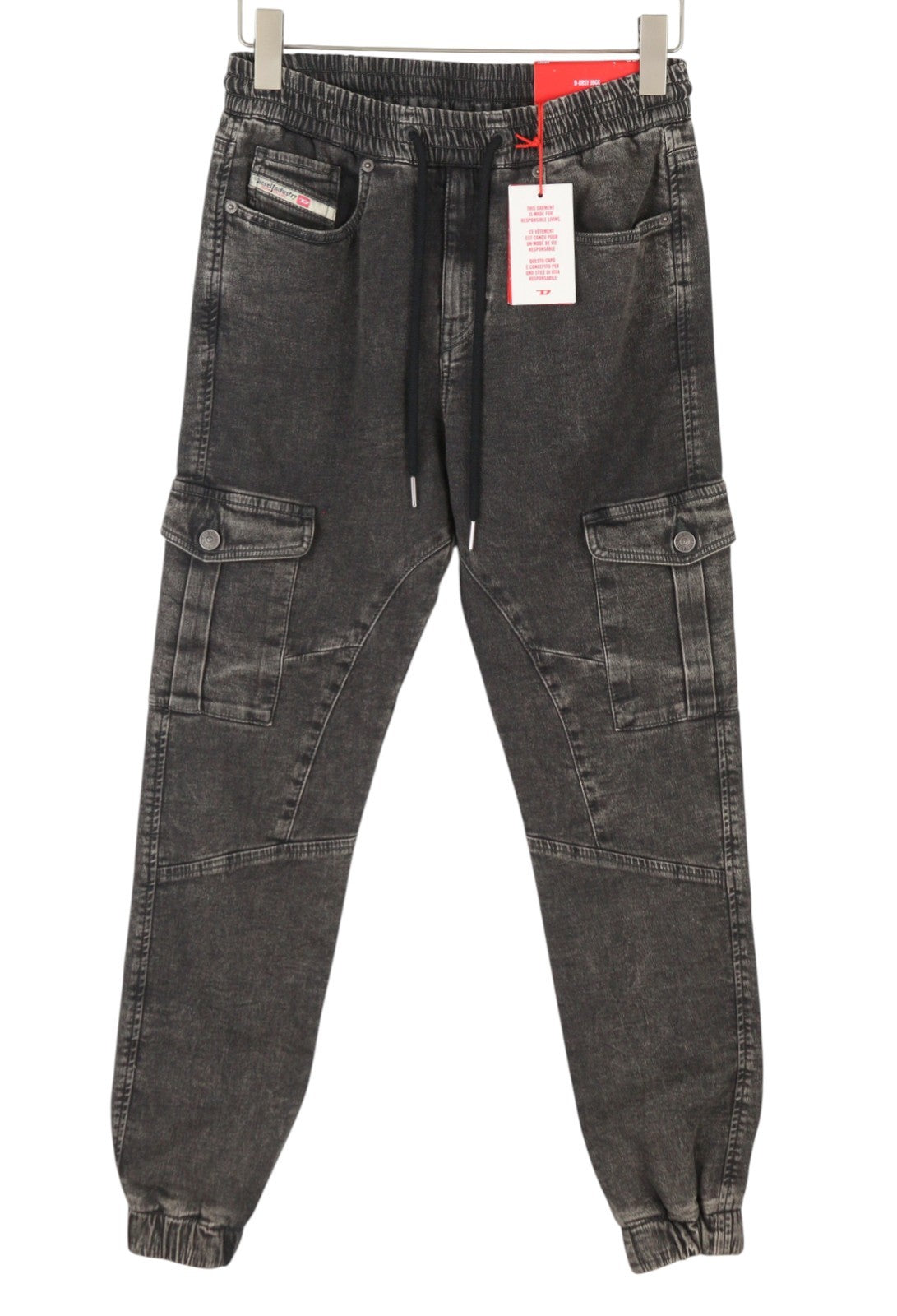 DIESEL D-Ursy-Ne 069ZF Women Jeans W25 Dark Grey Faded Cargo Denim RRP295