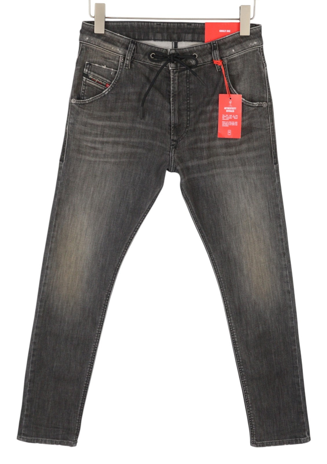 DIESEL Krooley Jogg 09F01 Men Jeans W28/L32 Black Whiskers Faded Slim RRP295