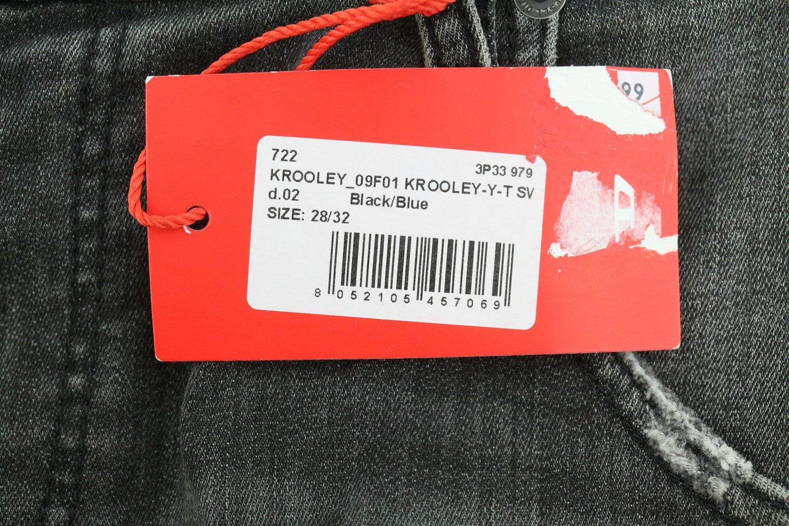 DIESEL Krooley Jogg 09F01 Men Jeans W28/L32 Black Whiskers Faded Slim RRP295