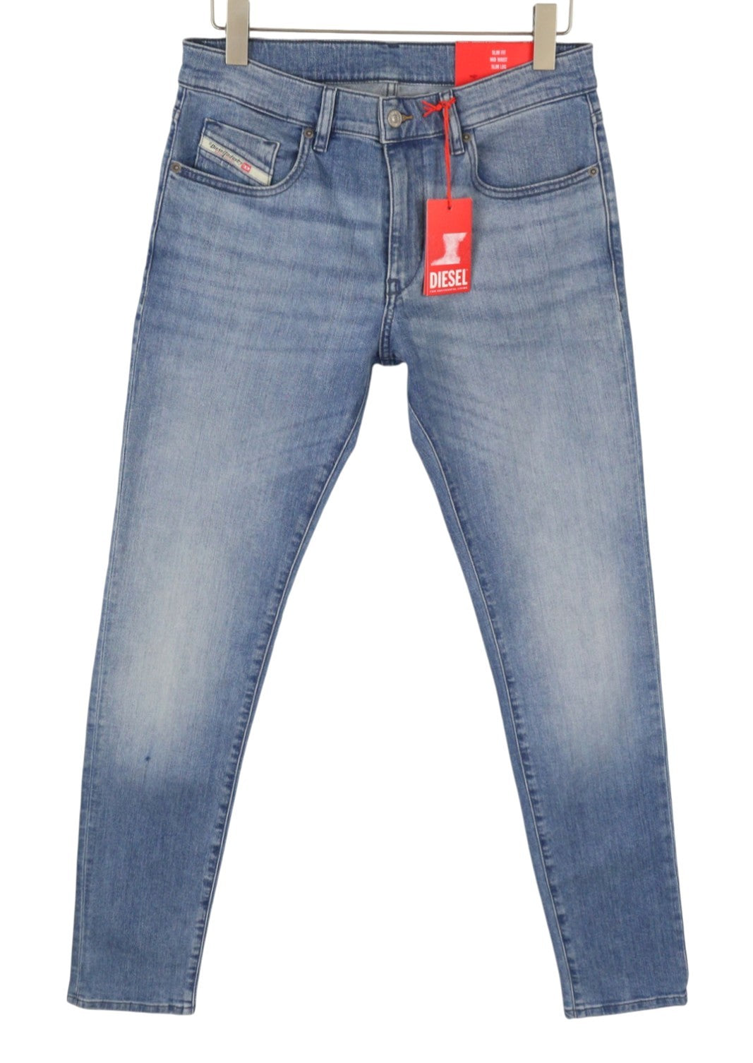 DIESEL 2019 D-Strukt 0GRDI Men Jeans W31/L34 Blue Whiskers Faded Slim Fit