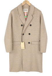 SCOTCH & SODA Men Coat M Light Beige Melange Wool Blend Double-Breasted
