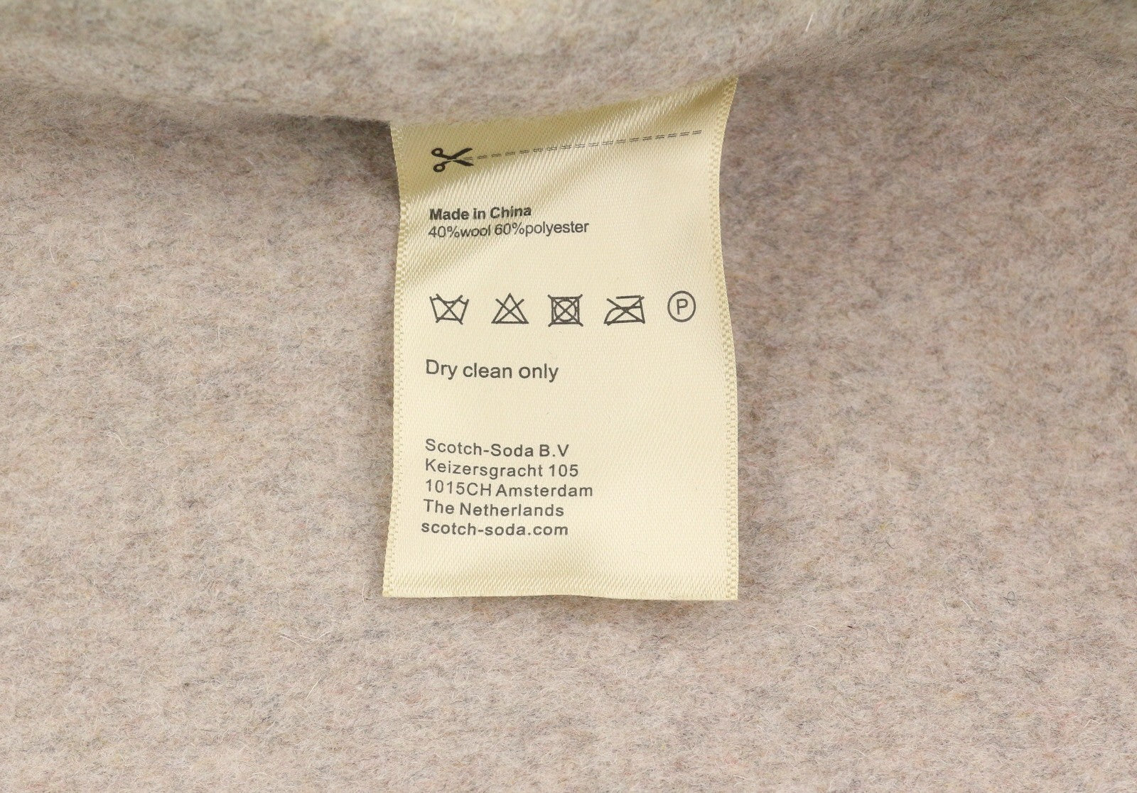 SCOTCH & SODA Men Coat M Light Beige Melange Wool Blend Double-Breasted