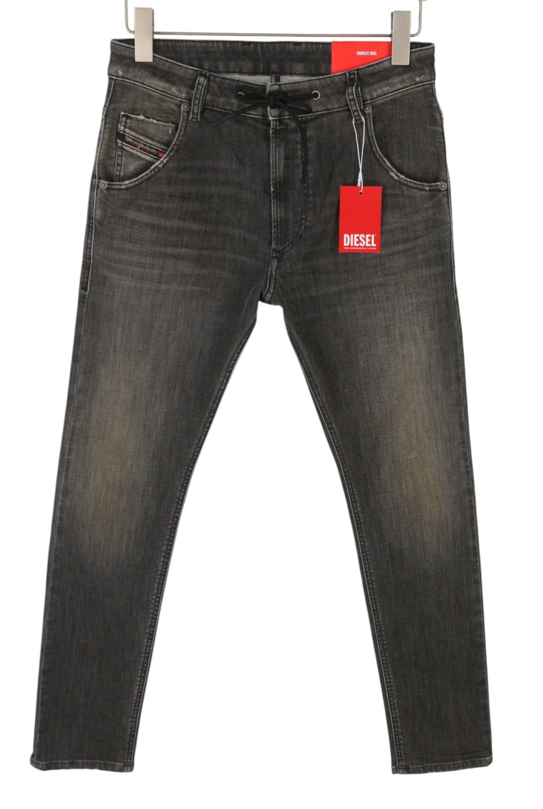 DIESEL Krooley Jogg 09F01 Men Jeans W28/L32 Black Whiskers Faded Slim RRP295