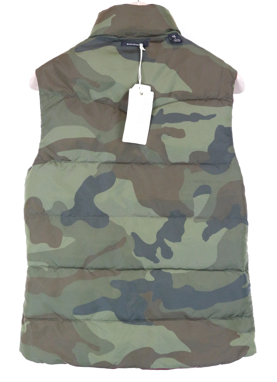 SCOTCH & SODA Men Vest S Camouflage Print Short Puffer Snap Buttons Reversible