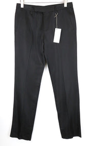RICHMOND  Men Trousers 48 Slim Fit Black Pleated Zip-Fly Plain Solid Chino