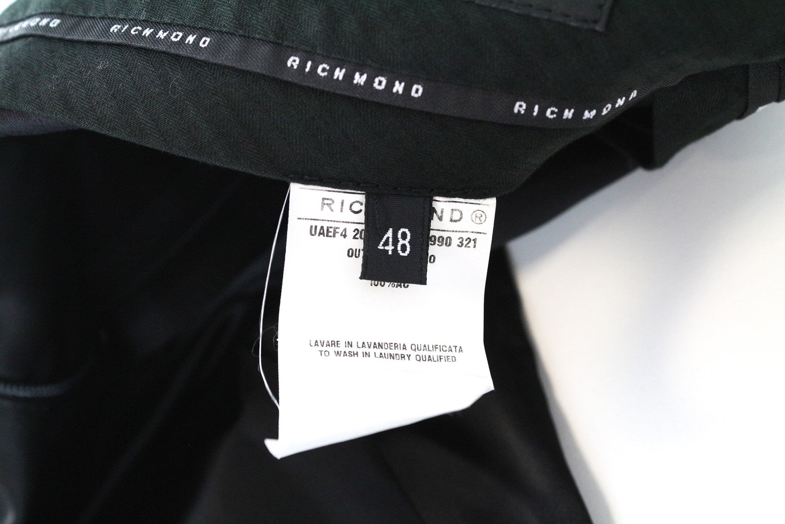 RICHMOND  Men Trousers 48 Slim Fit Black Pleated Zip-Fly Plain Solid Chino