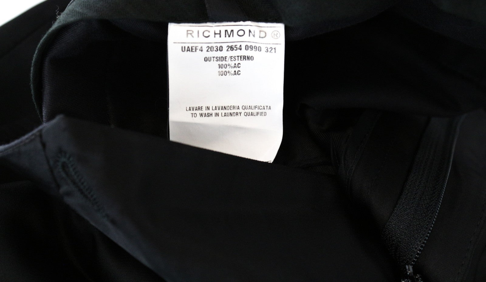 RICHMOND  Men Trousers 48 Slim Fit Black Pleated Zip-Fly Plain Solid Chino