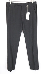 RICHMOND  Men Trousers 48 Straight Dark Grey Pleated Zip-Fly Melange Chino