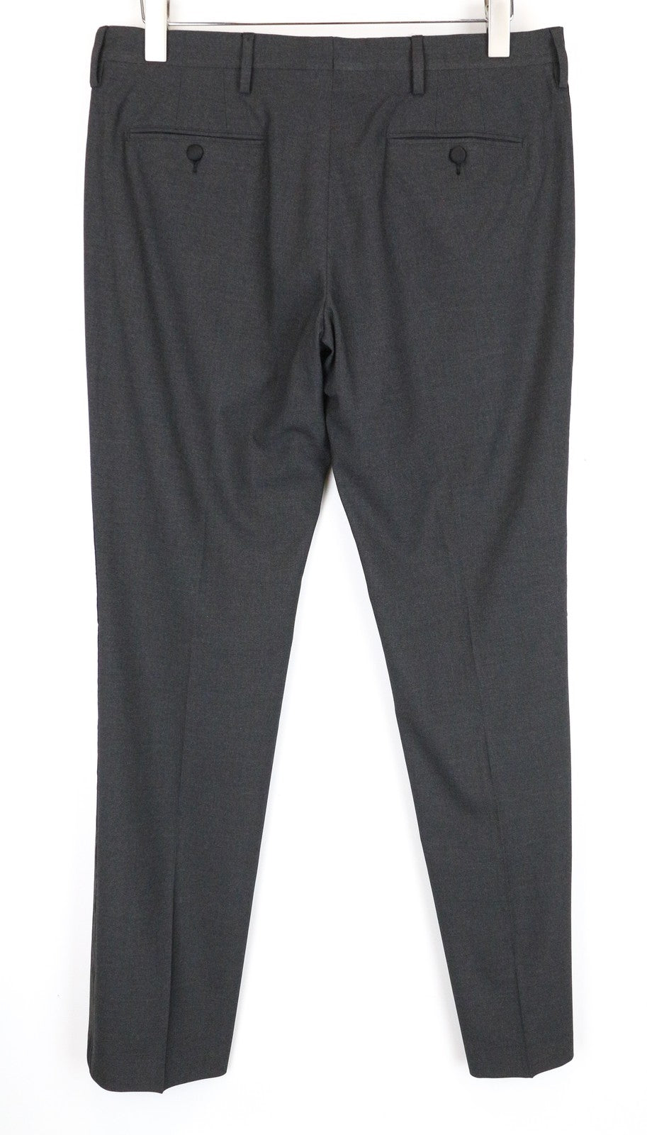 RICHMOND  Men Trousers 48 Straight Dark Grey Pleated Zip-Fly Melange Chino