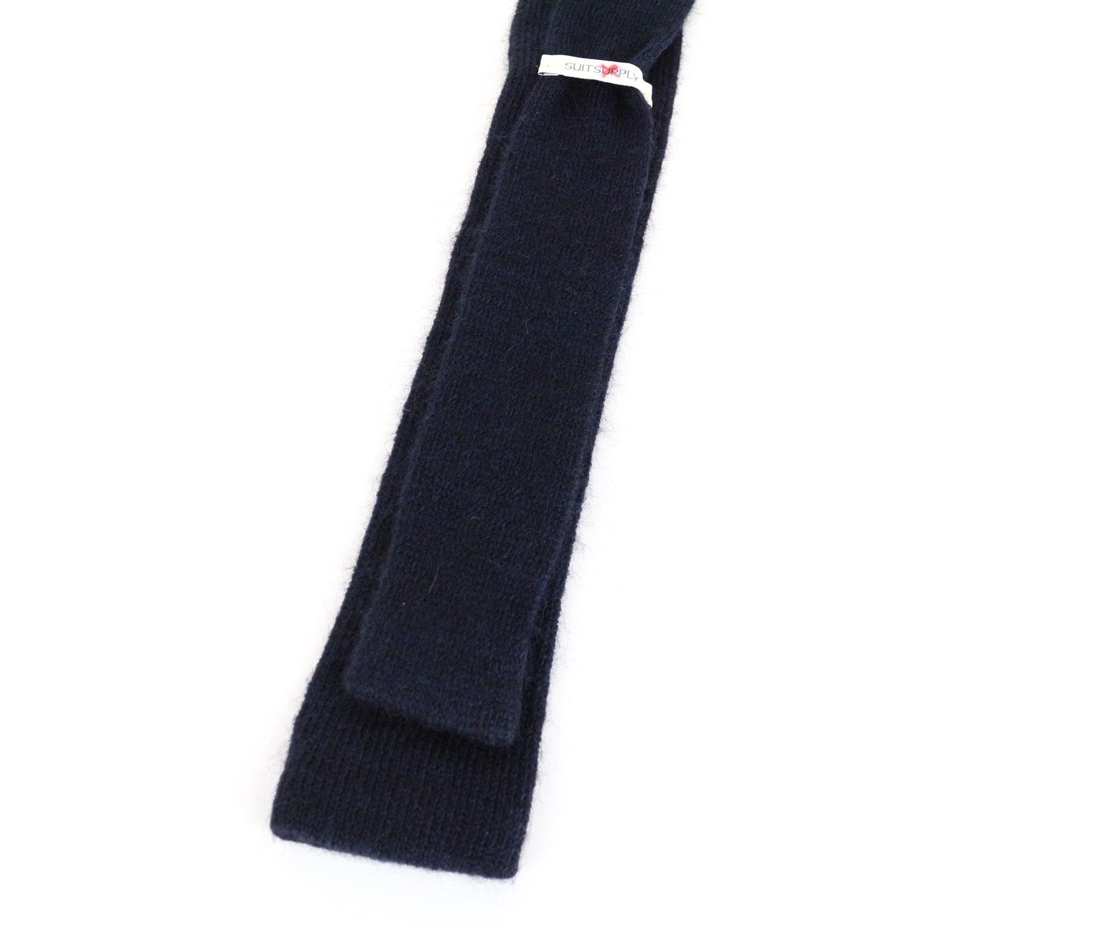SUITSUPPLY Men Tie 146 x 5.9 cm Alpaca Wool Blend Square-End Knitted Dark Blue