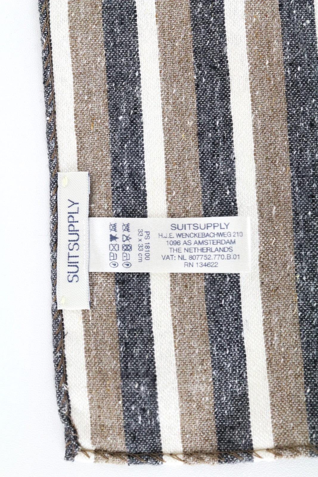 SUITSUPPLY Men Pocket Square 33 x 33 cm Striped Silk Cotton Blend Handkerchief