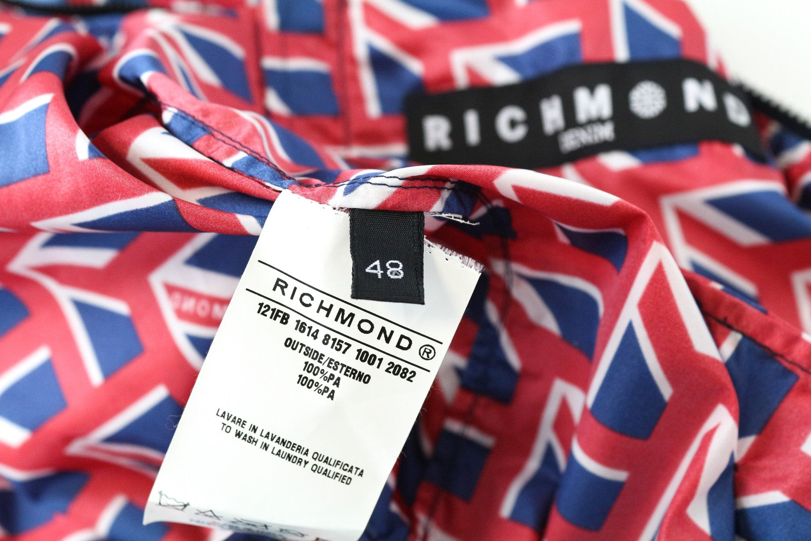 RICHMOND Men Jacket 48 Colourful Abstract Pattern Windbreaker Hidden Hood