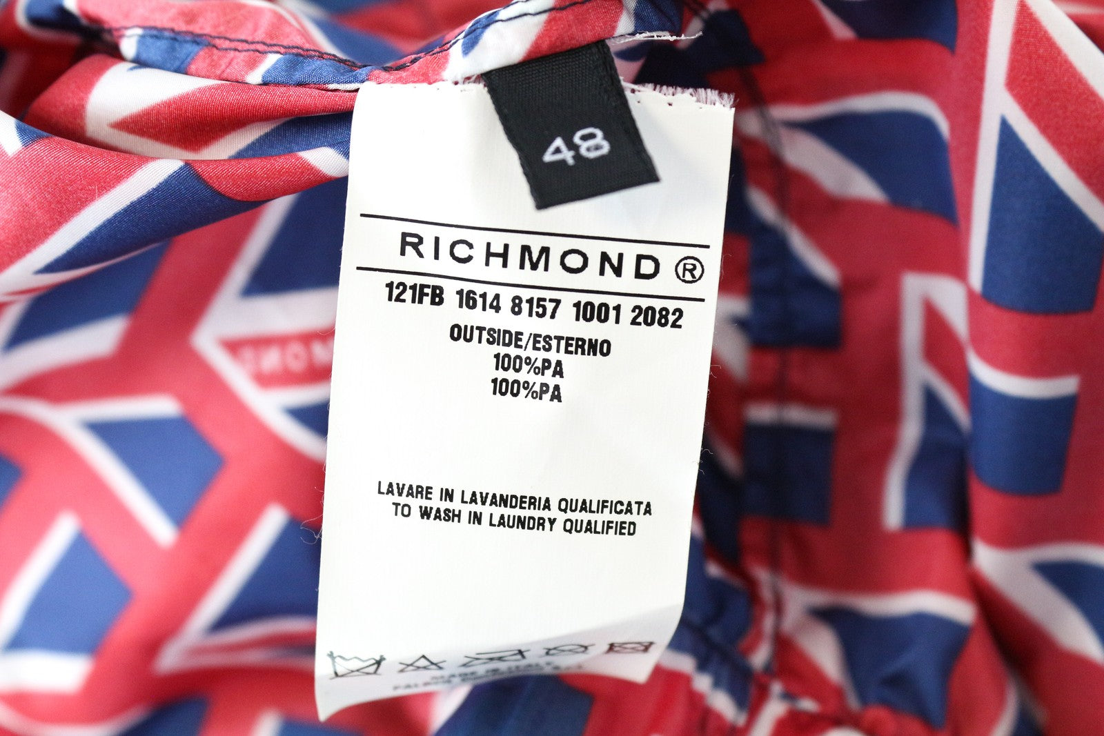 RICHMOND Men Jacket 48 Colourful Abstract Pattern Windbreaker Hidden Hood