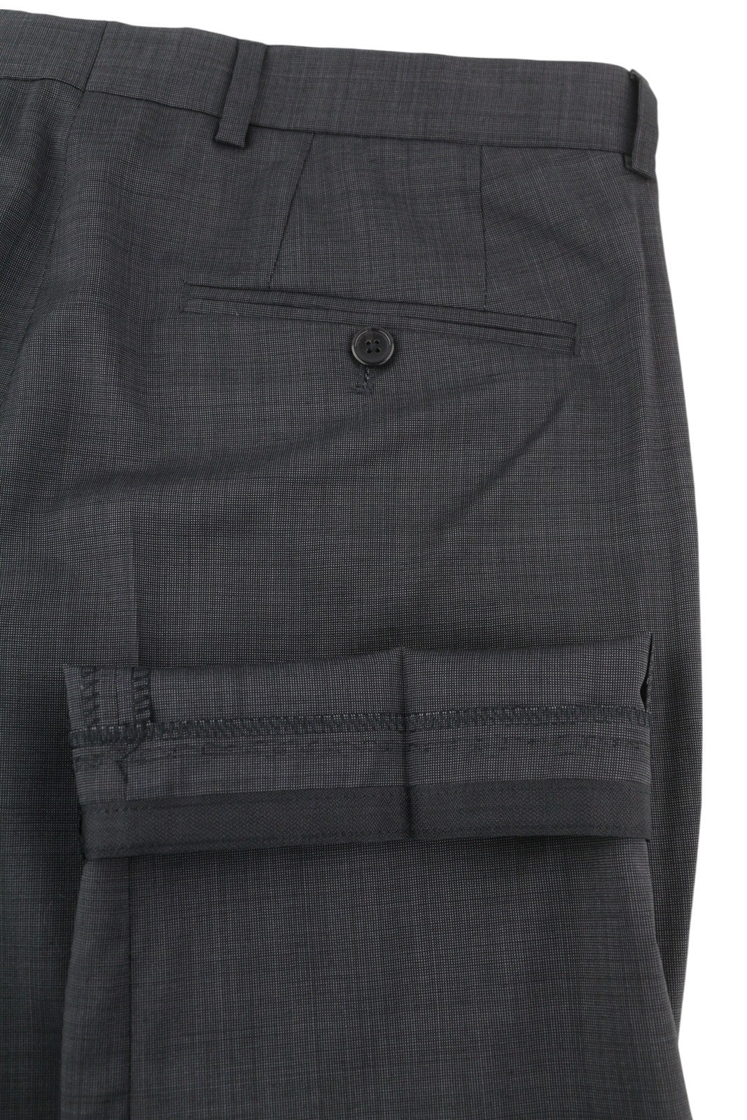 TOMMY HILFIGER Rhames Men Trousers W33 94 Long Grey Wool Patterned Tapered Flat