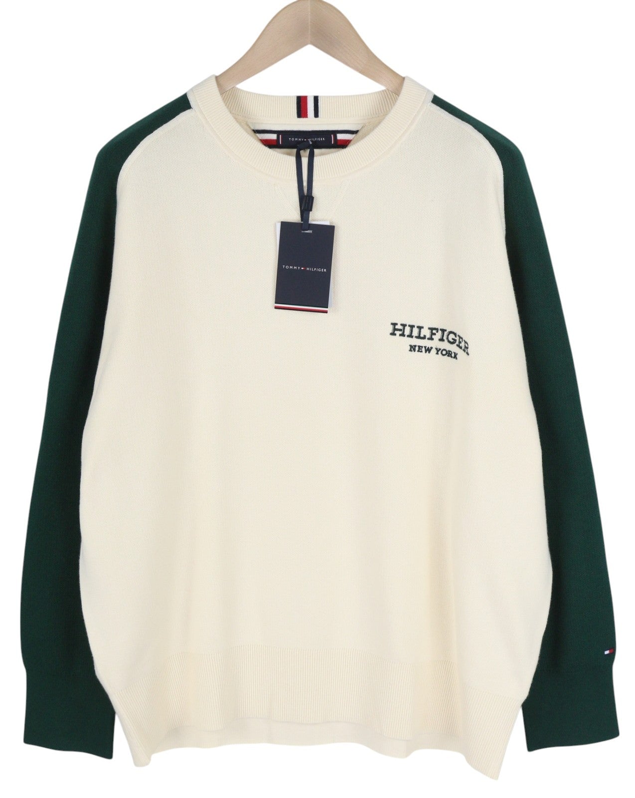 TOMMY HILFIGER Monotype Colourblock Crew Neck Men Jumper L Pull On Knit RRP139