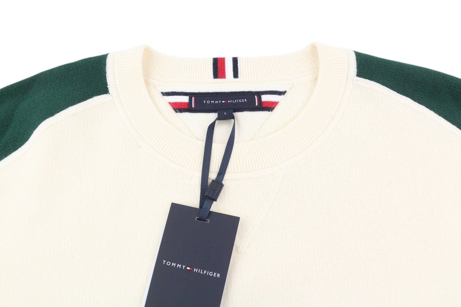 TOMMY HILFIGER Monotype Colourblock Crew Neck Men Jumper L Pull On Knit RRP139