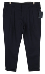 TOMMY HILFIGER Wave Pinstripe Men Trousers W40 Blue Wool Blend Pleated RRP169