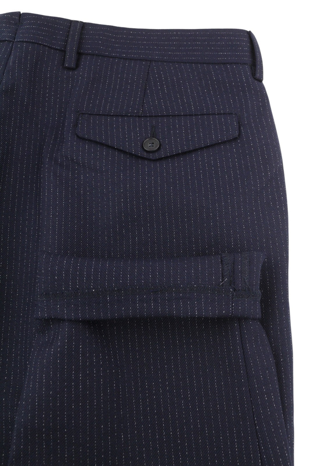 TOMMY HILFIGER Wave Pinstripe Men Trousers W40 Blue Wool Blend Pleated RRP169