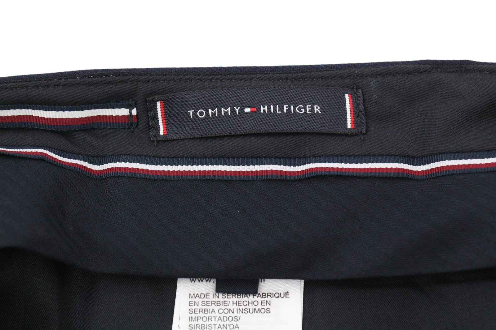 TOMMY HILFIGER Wave Pinstripe Men Trousers W35 Blue Wool Blend Pleated RRP169